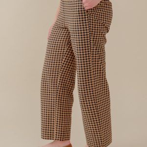 Emmy Drawstring Pant - Black and Tan Small Gingham - 图片 2