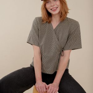 Winona Wrap Top - Houndstooth - Image 1