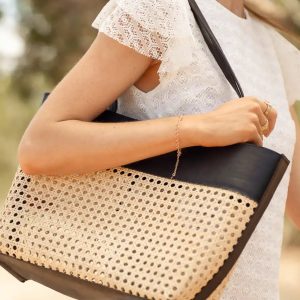 Ellie Wicker Tote in Black