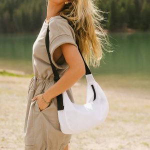 Niall Crescent Bag in Ivory