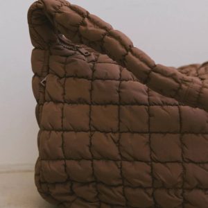 Nora Quilted Tote Bag in Brown