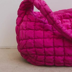Nora Quilted Tote Bag in Fuschia