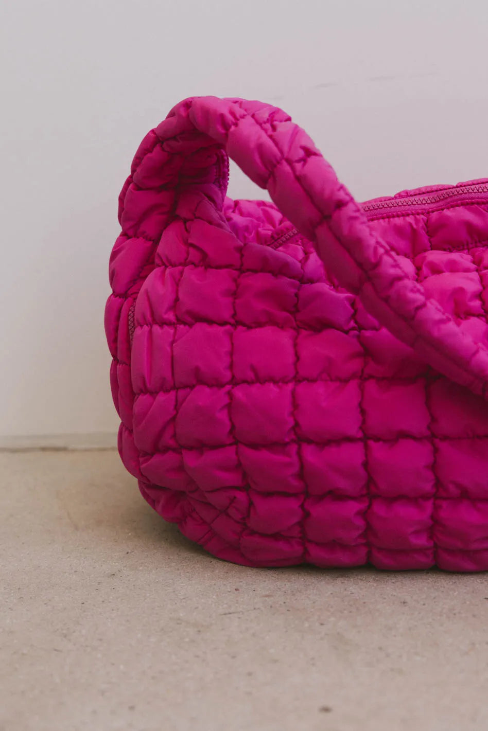 Nora Quilted Tote Bag in Fuschia