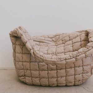 Nora Quilted Tote Bag in Beige