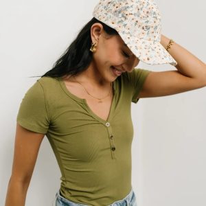 Floral Baseball Cap in Yellow