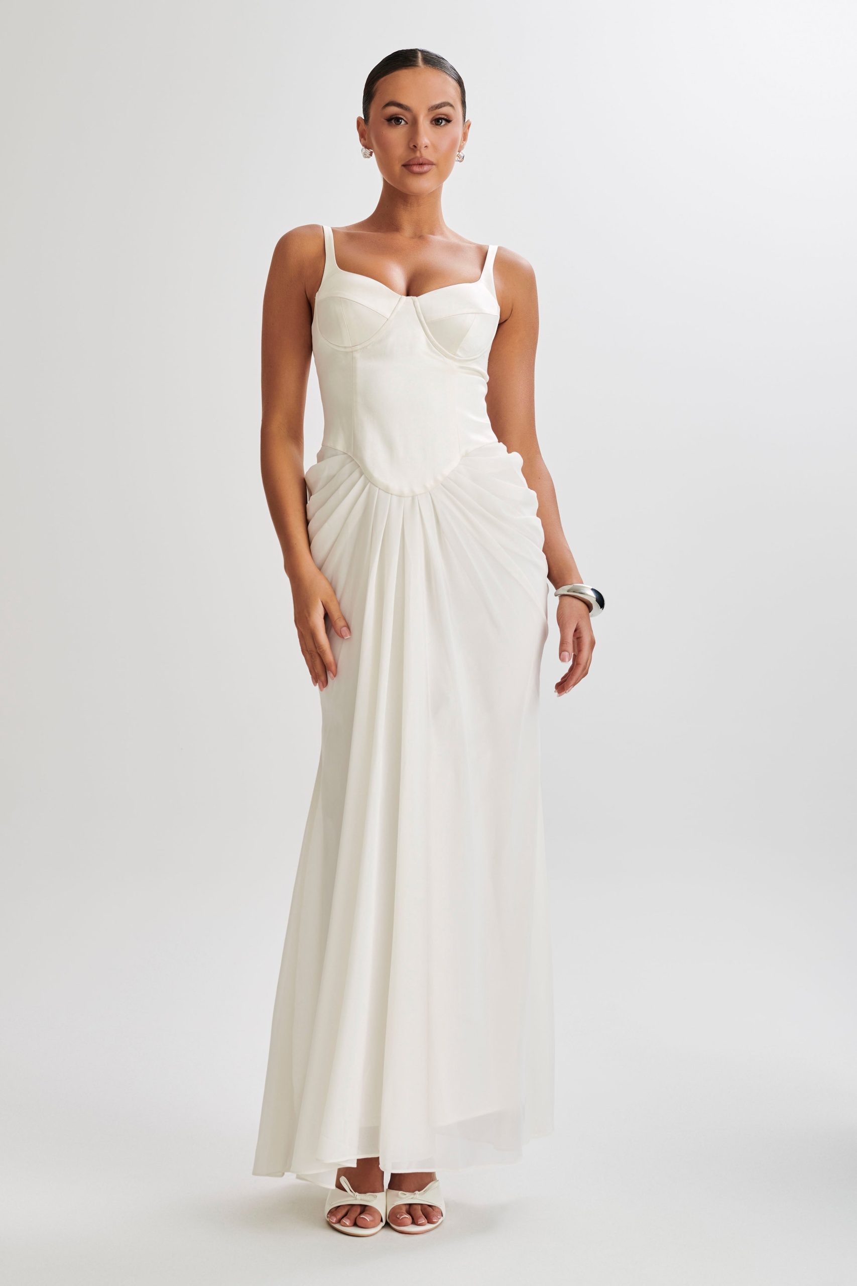 Leila Satin Corset Maxi Dress - Ivory - Image 5