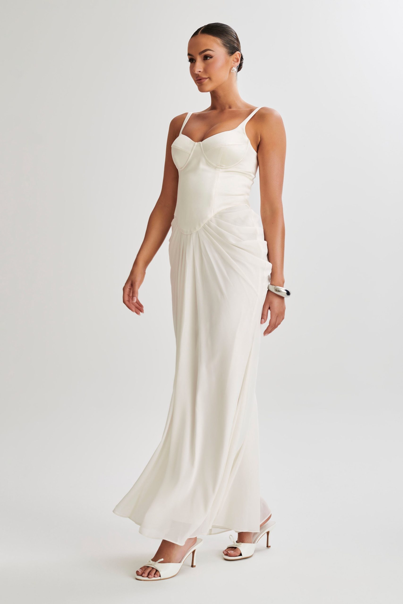 Leila Satin Corset Maxi Dress - Ivory - Image 6