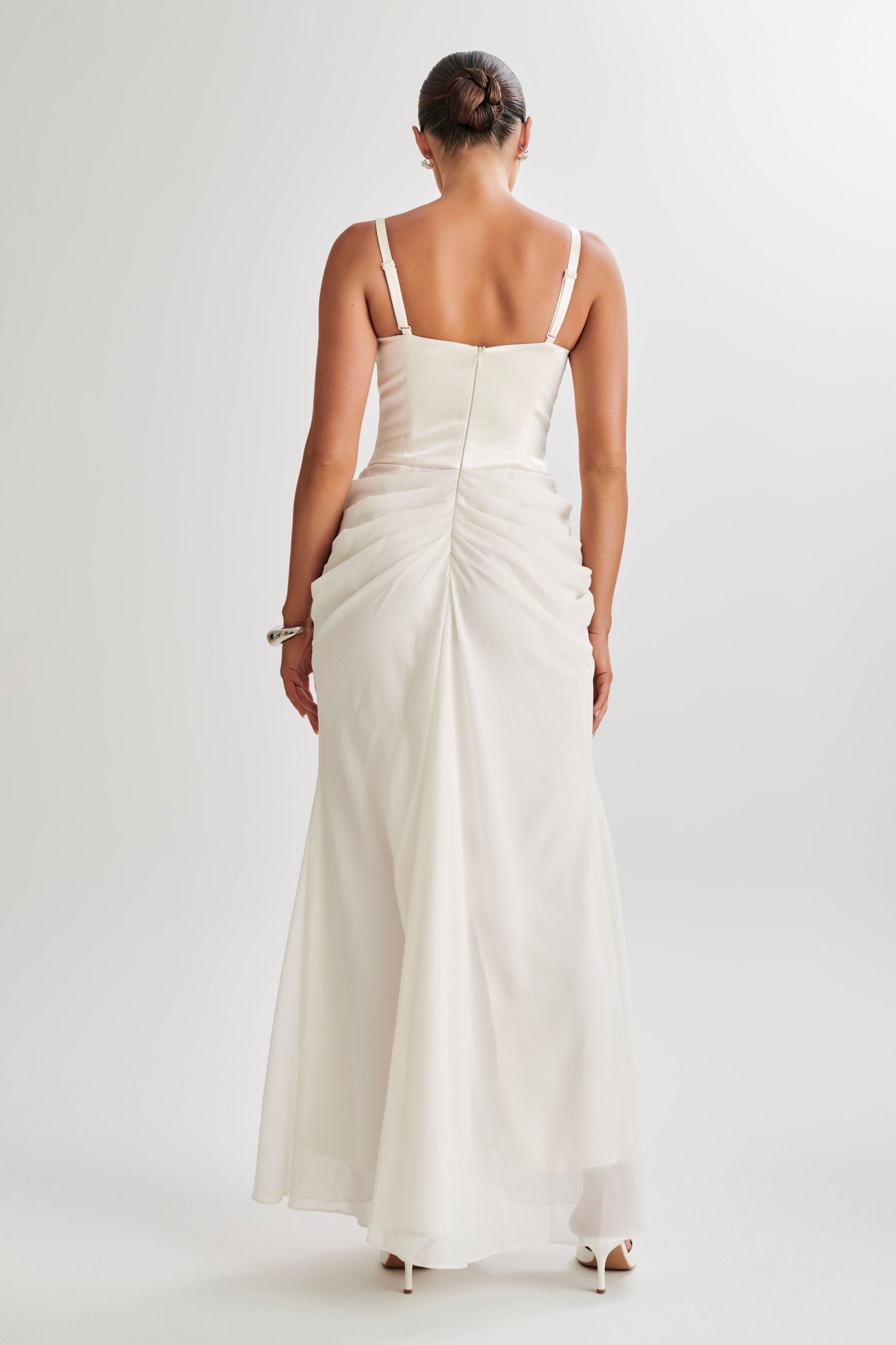 Leila Satin Corset Maxi Dress - Ivory - Image 3