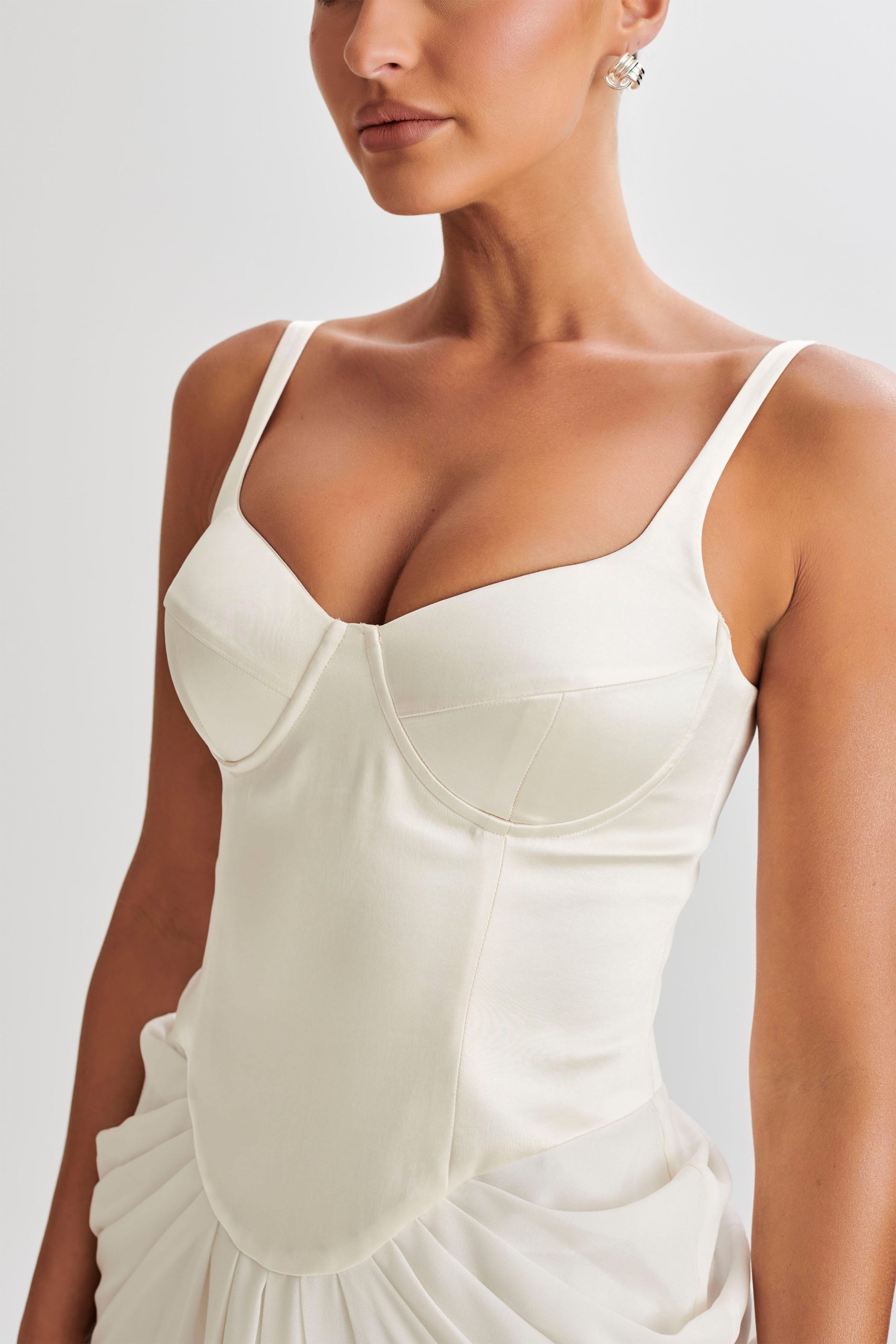 Leila Satin Corset Maxi Dress - Ivory - Image 4