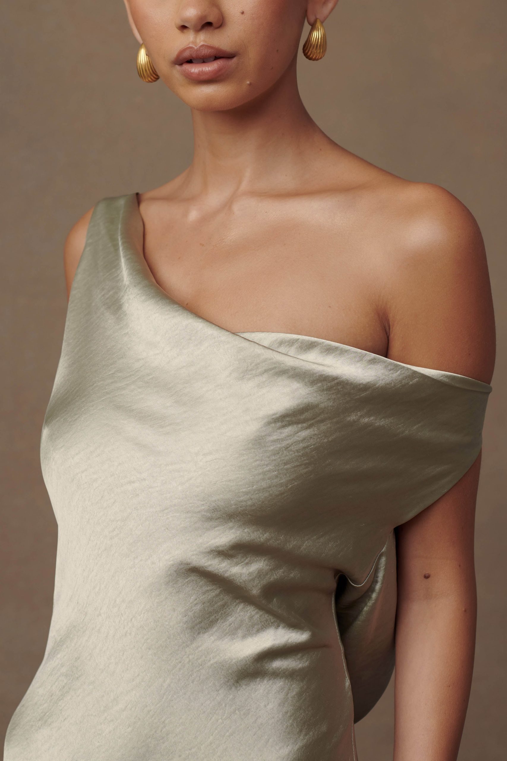 Yvette Slip Maxi Dress With Asymmetrical Hem - Sage - Image 10