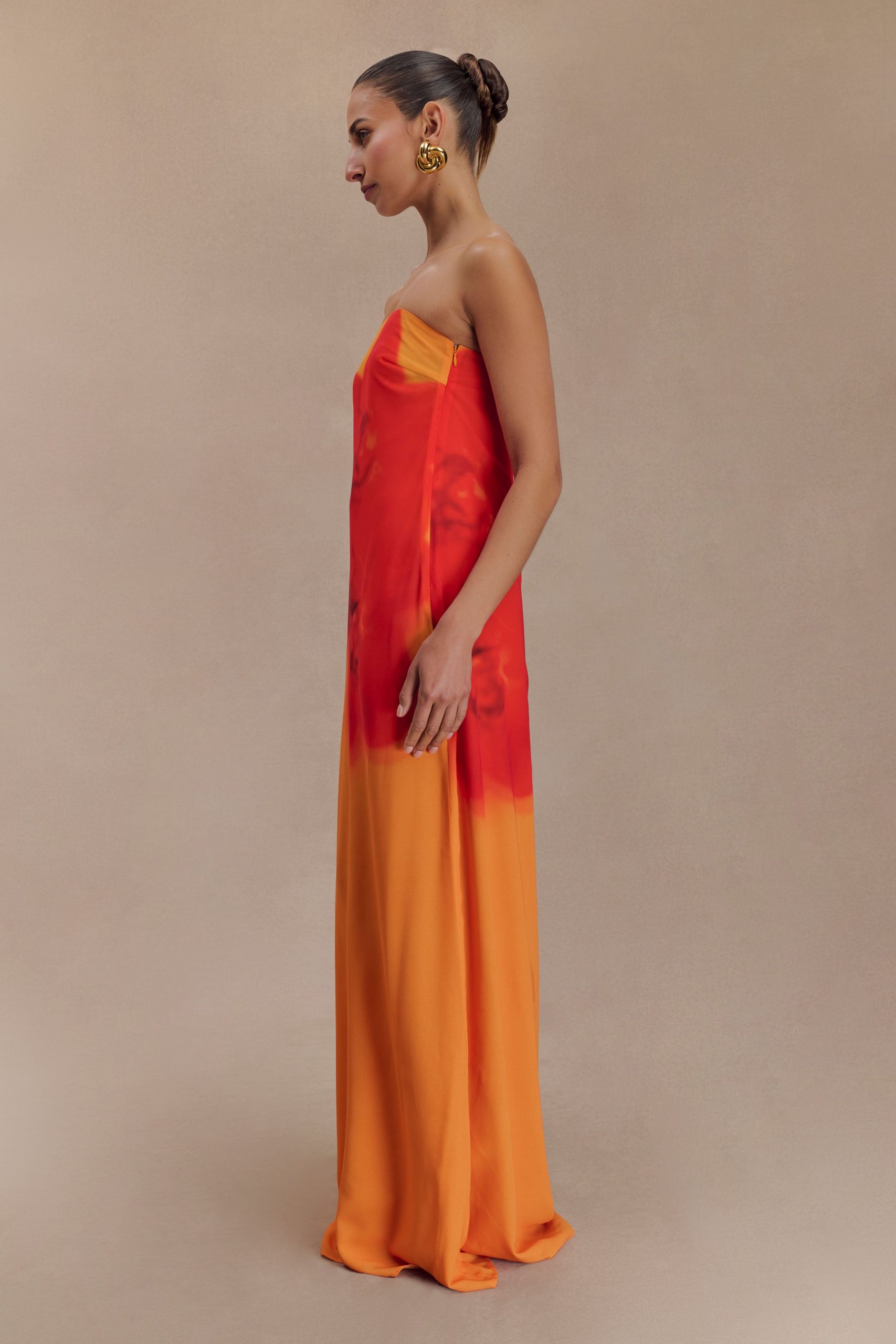 Amaya Strapless Chiffon Maxi Dress - Koi Orchid Print - Image 5