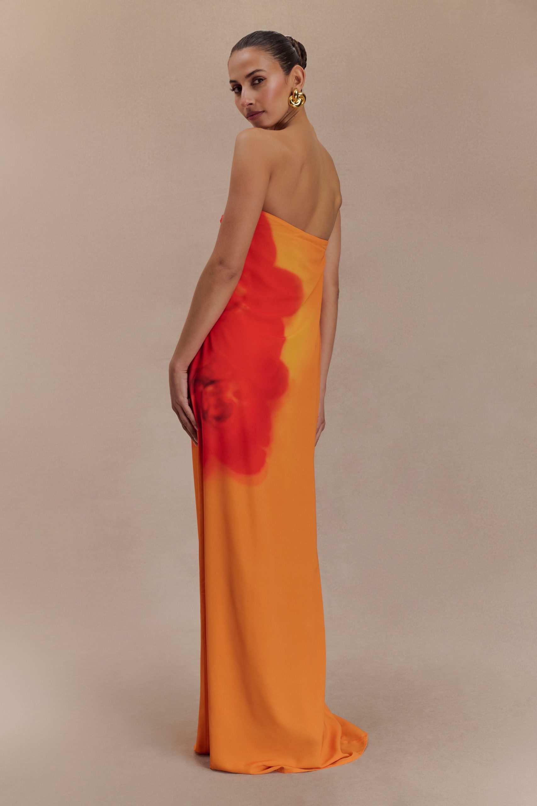 Amaya Strapless Chiffon Maxi Dress - Koi Orchid Print - Image 3