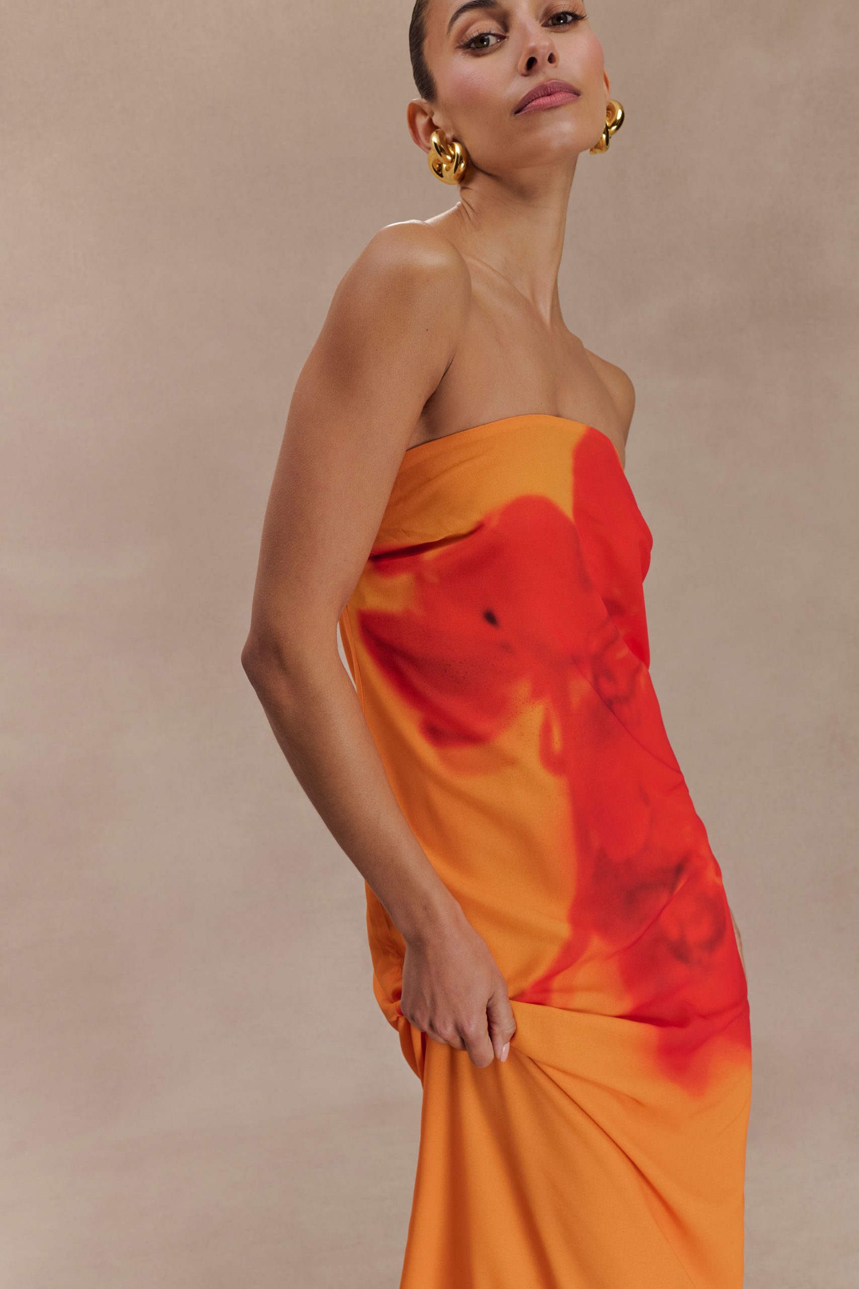 Amaya Strapless Chiffon Maxi Dress - Koi Orchid Print - Image 8