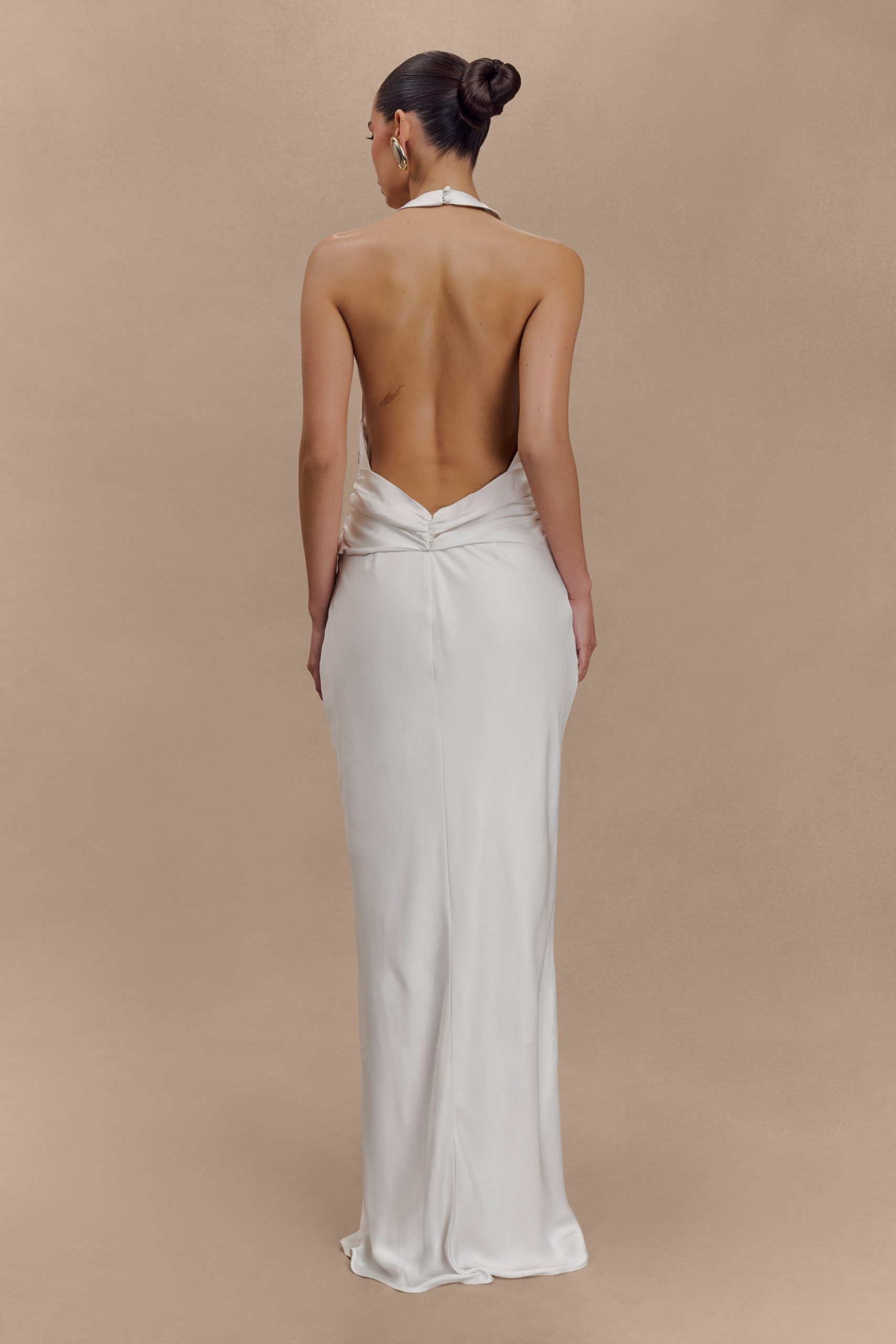 Rinna Satin Halter Maxi Dress - Ivory - Image 2