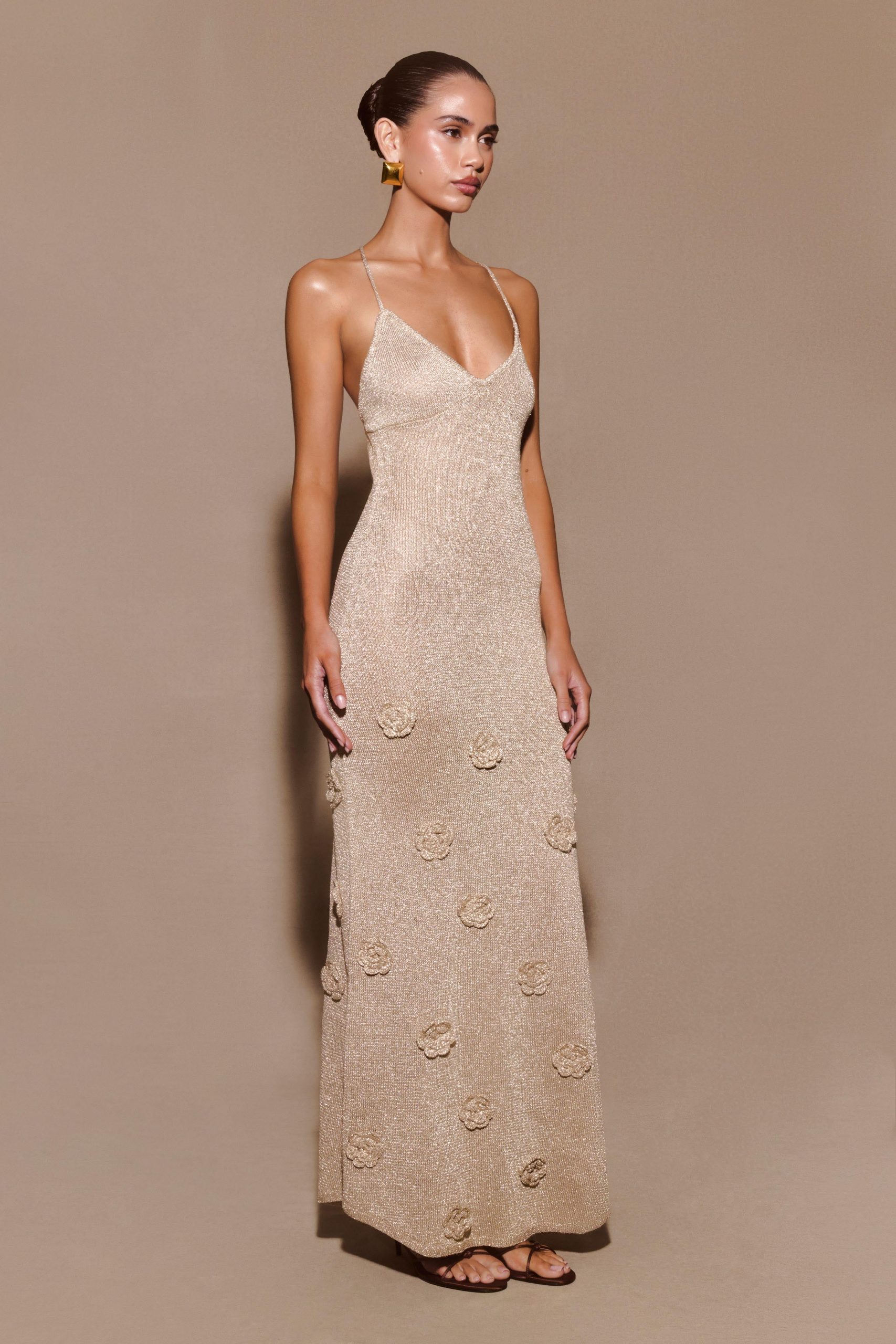 Suki Metallic Knit Maxi Dress - Gold - Image 4