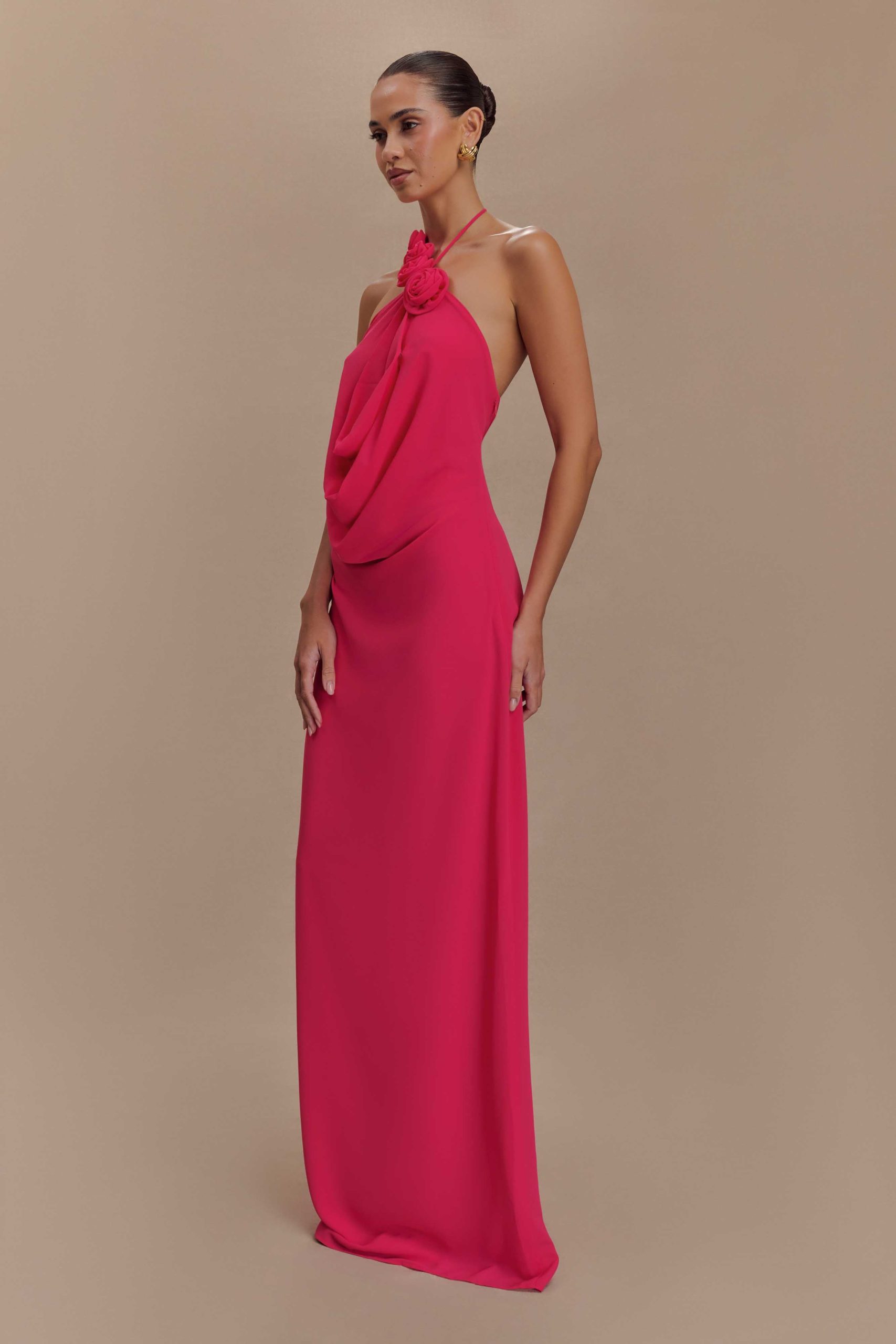 Rosalia Cowl Neck Maxi Dress - Raspberry - Image 4