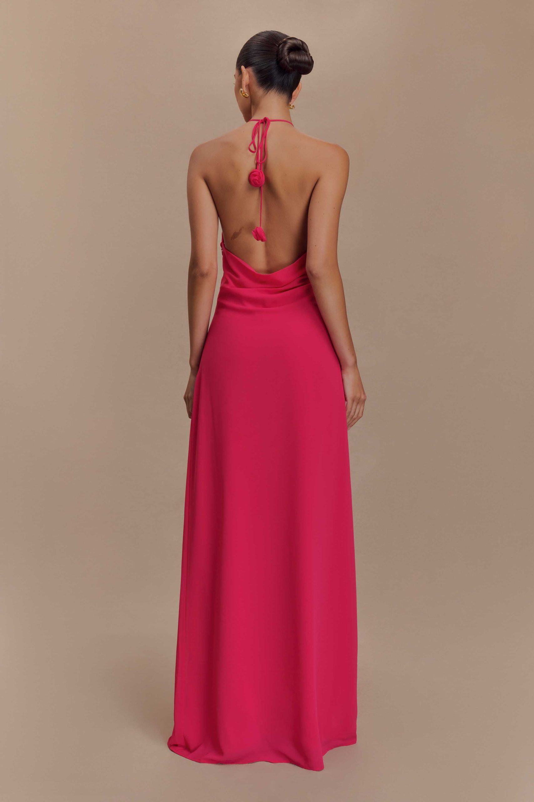 Rosalia Cowl Neck Maxi Dress - Raspberry - Image 2