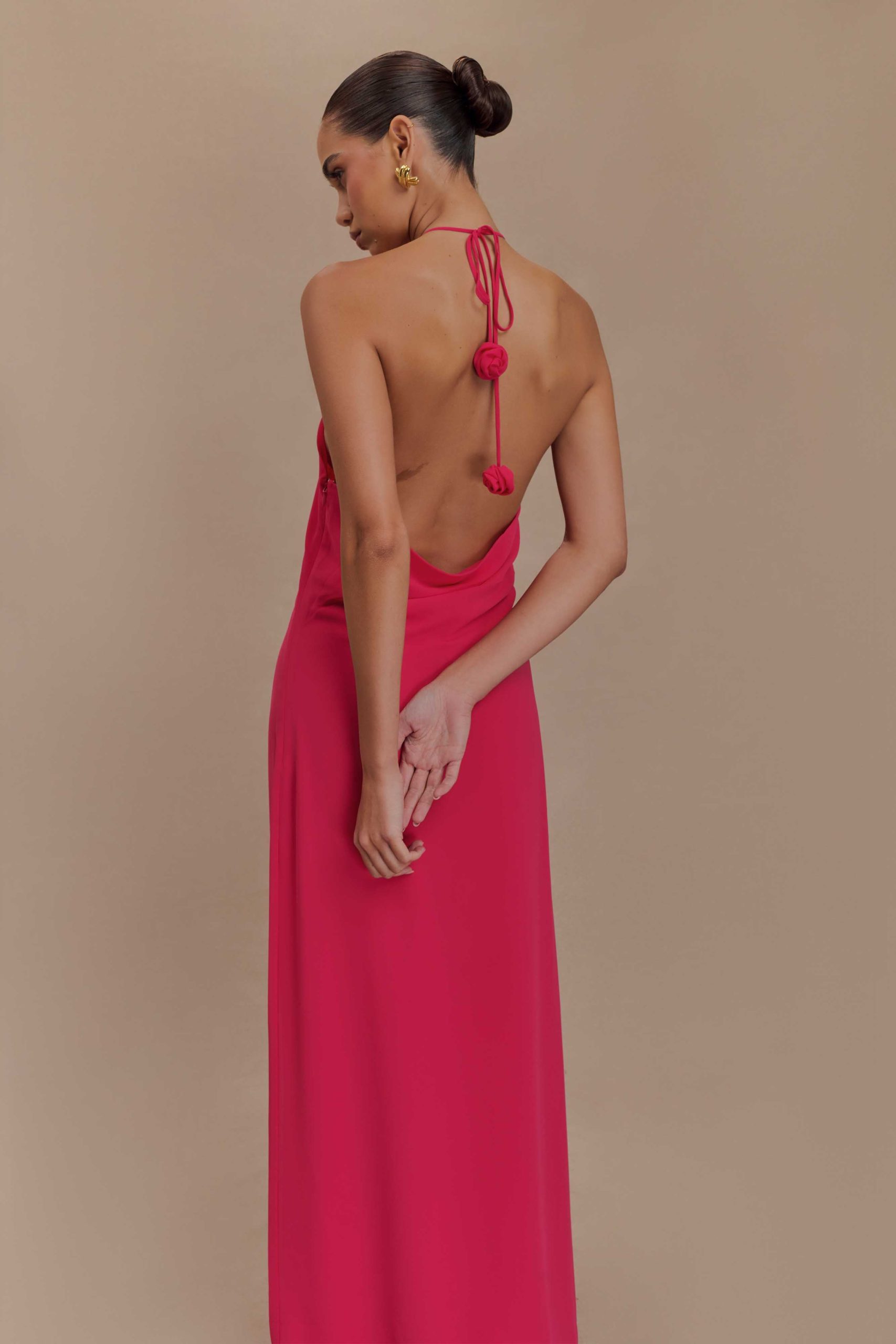 Rosalia Cowl Neck Maxi Dress - Raspberry - Image 6
