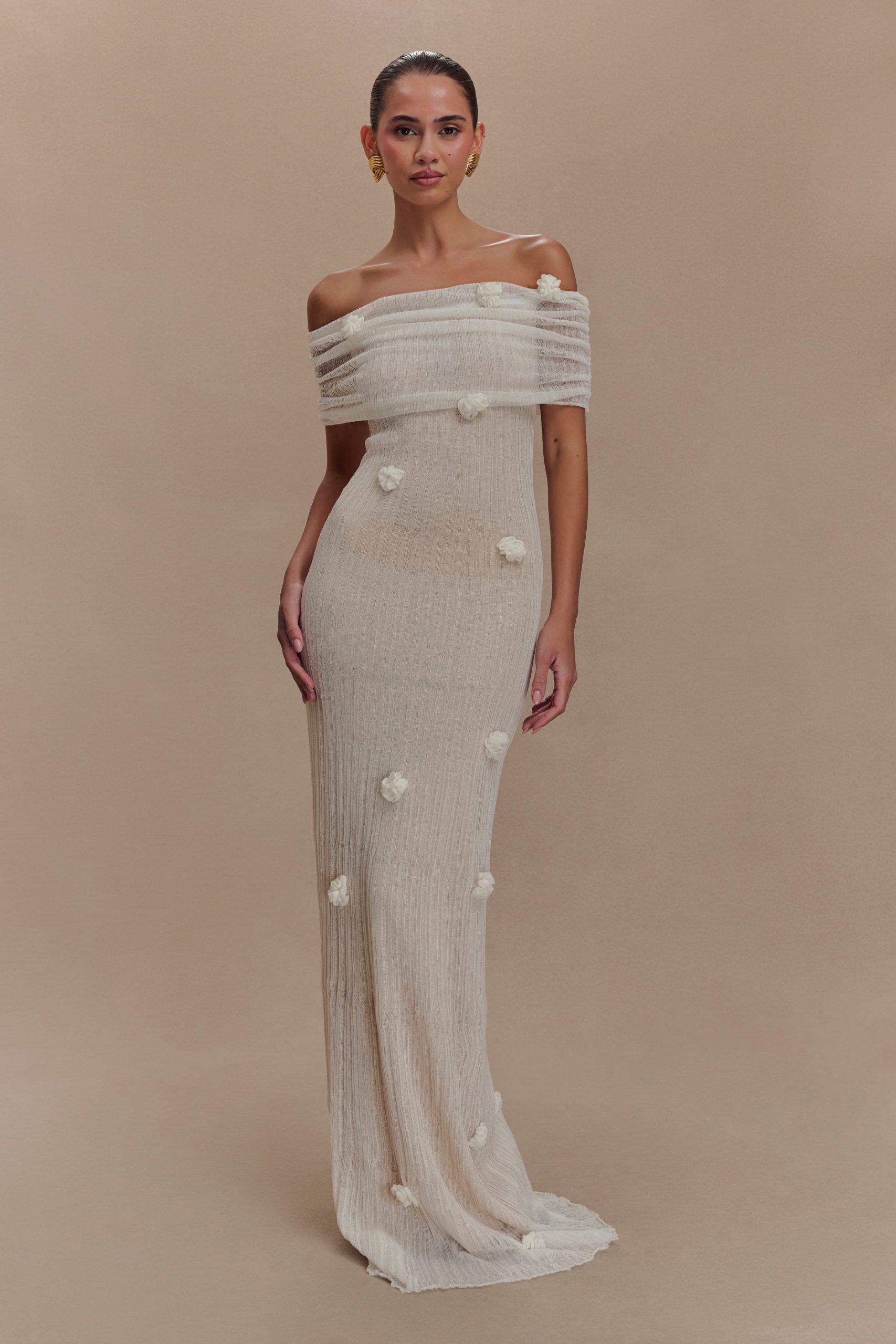 Brynn Orchid Knit Maxi Dress - Ivory - Image 5