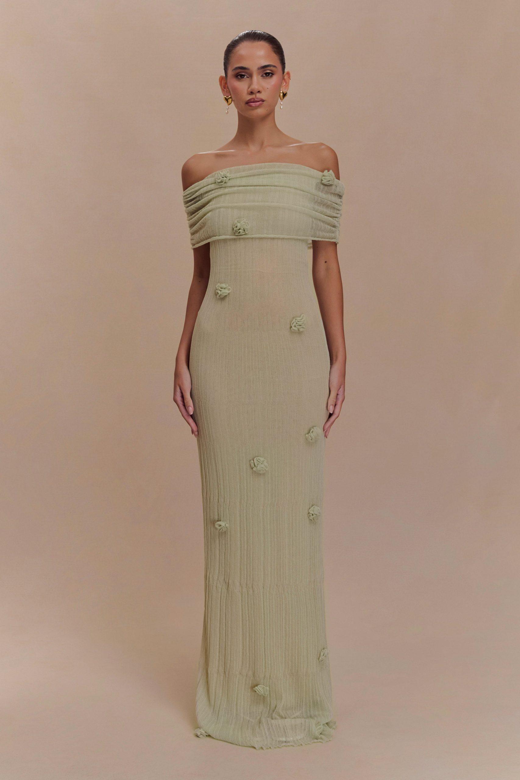 Brynn Orchid Knit Maxi Dress - Pastel Green - Image 5