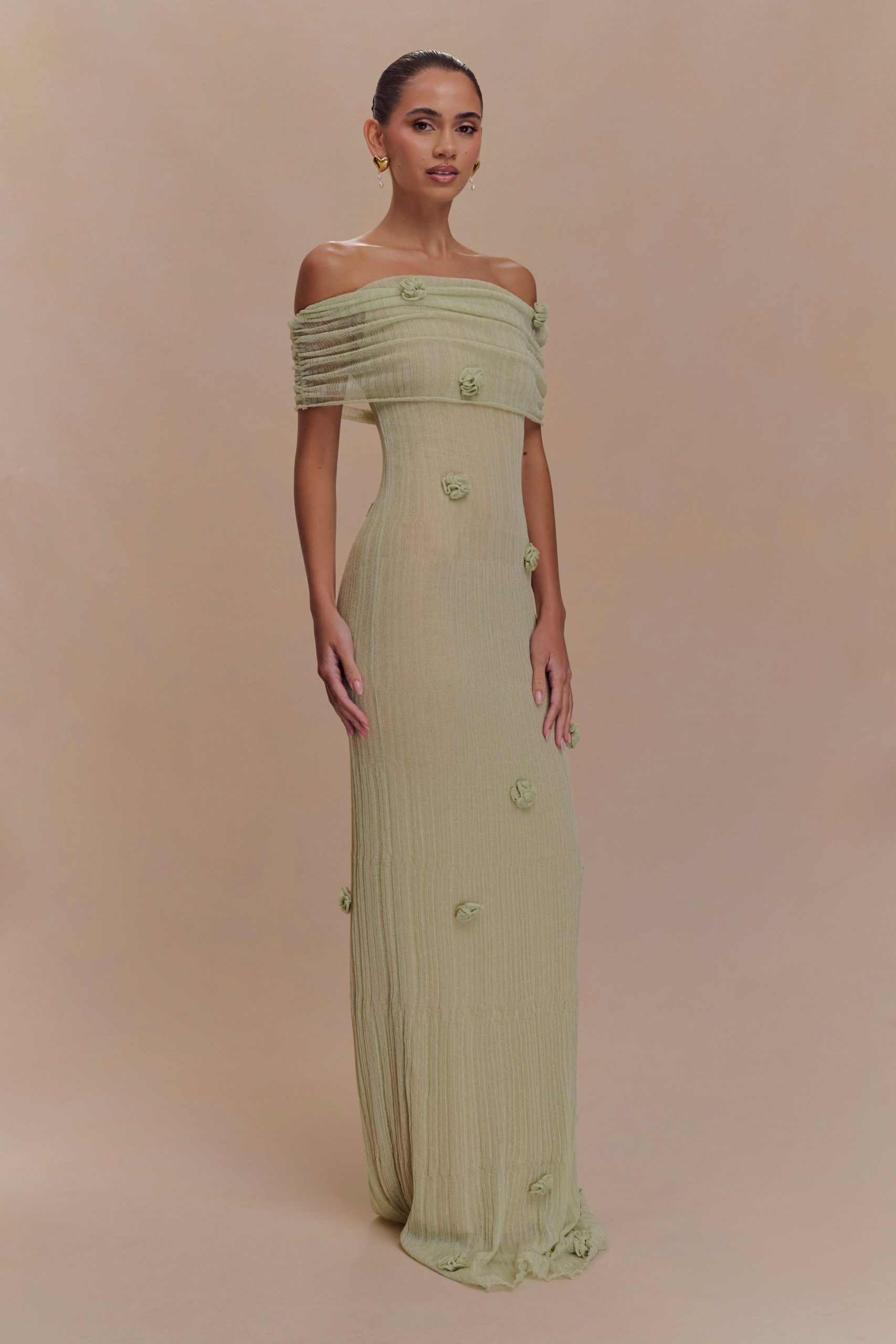 Brynn Orchid Knit Maxi Dress - Pastel Green - Image 4