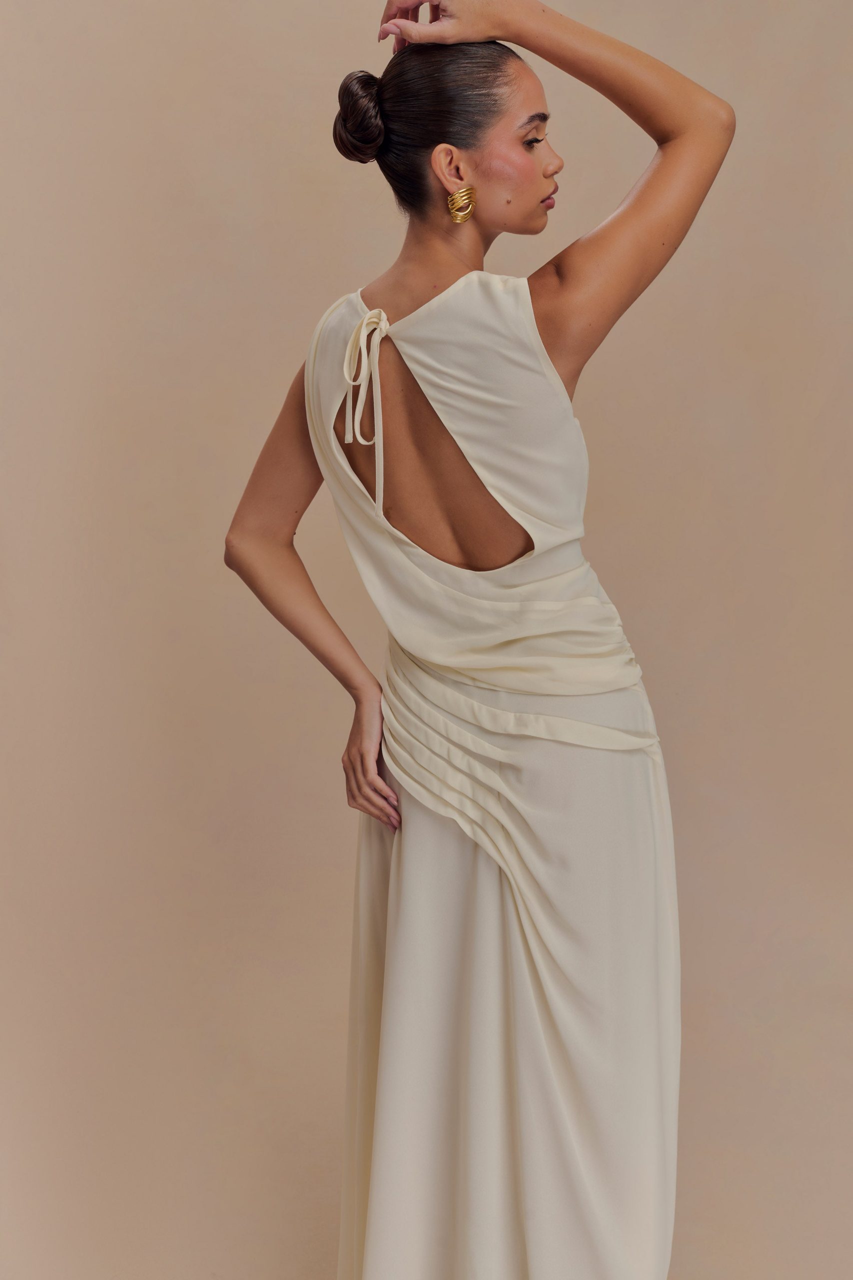 Oria Chiffon Maxi Dress - Ivory - Image 3