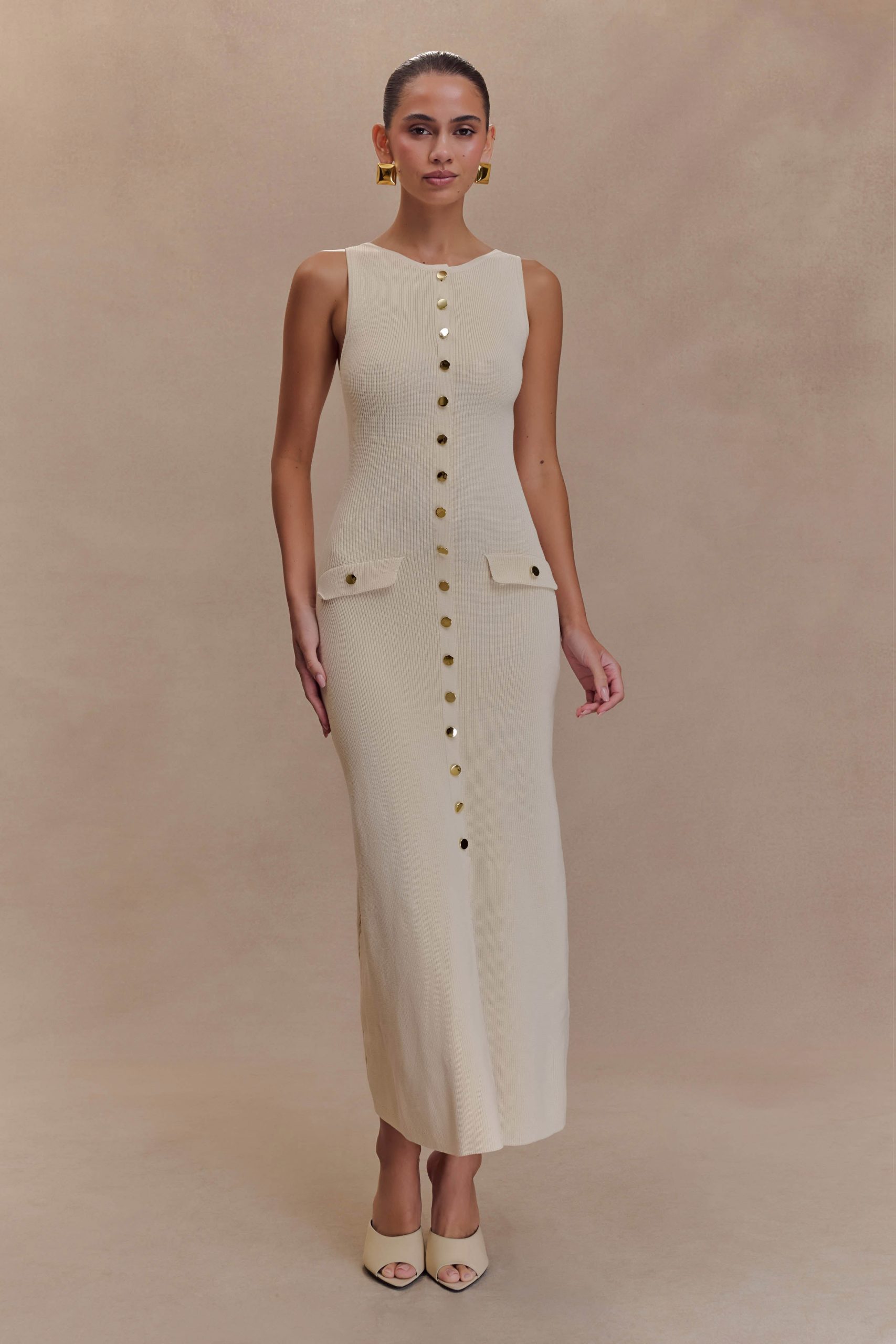 Sawyer Sleeveless Buttoned Maxi Dress - Ivory - Image 5