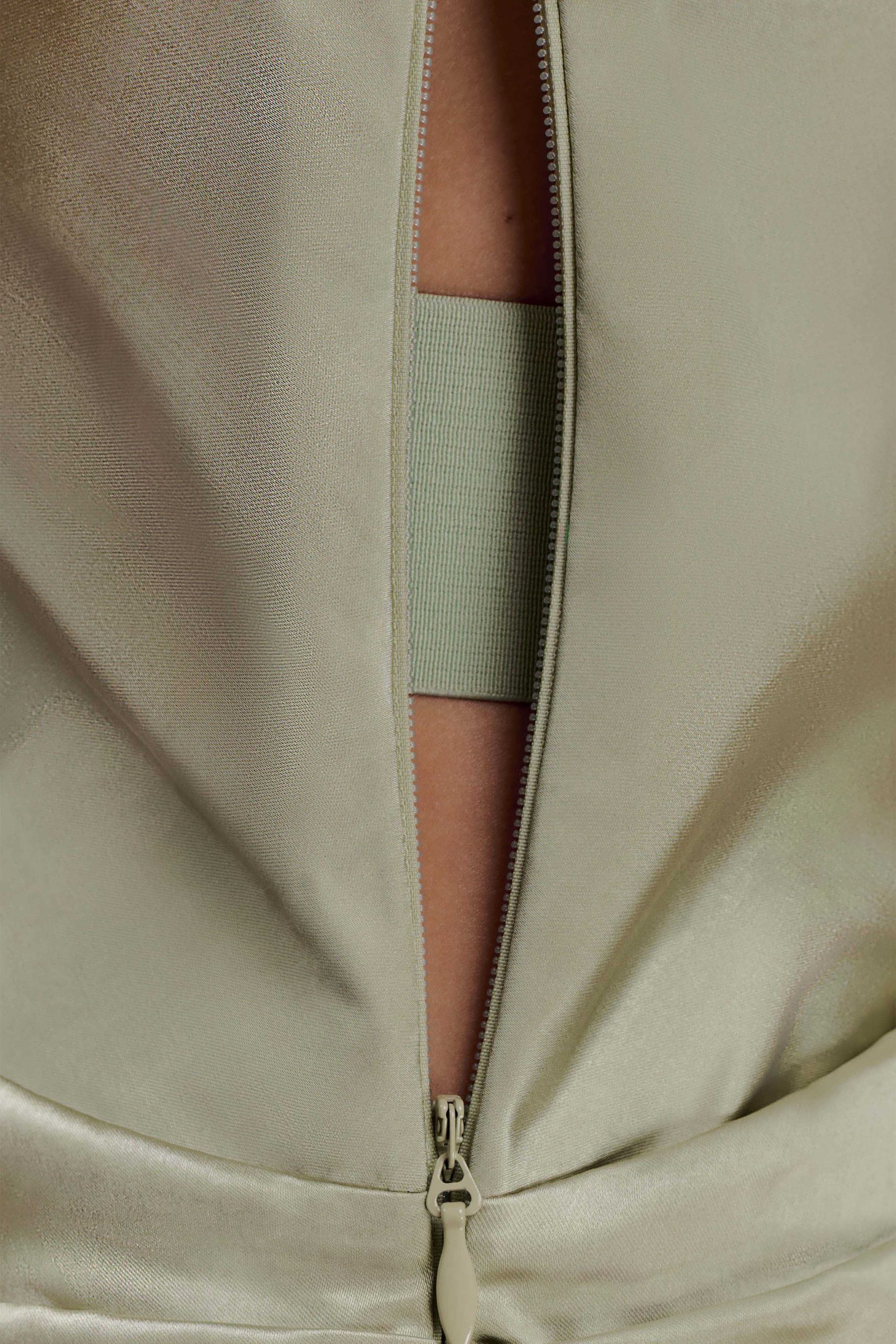 Dalia Off Shoulder Satin Maxi Dress - Sage - Image 4