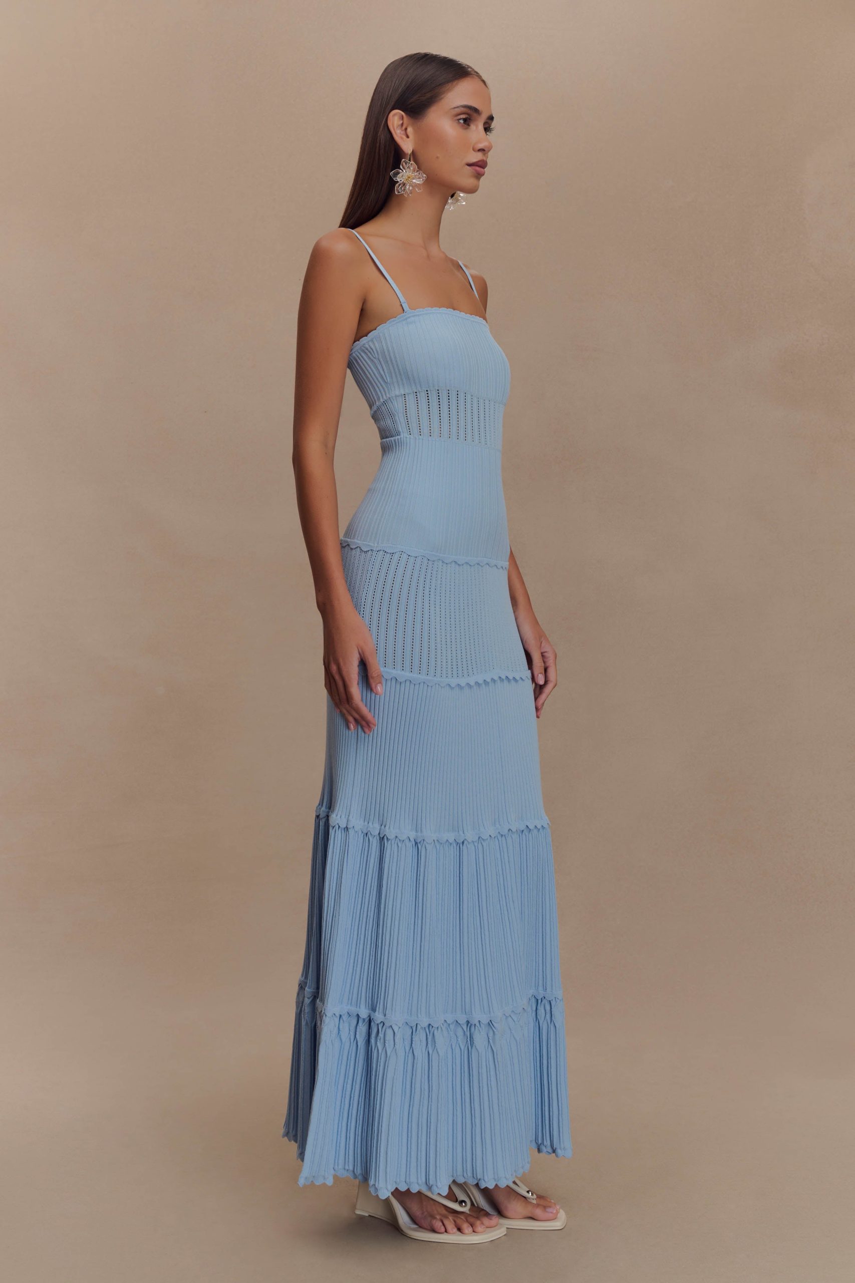 Finley Pointelle Knit Maxi Dress - Cornflower Blue - Image 5