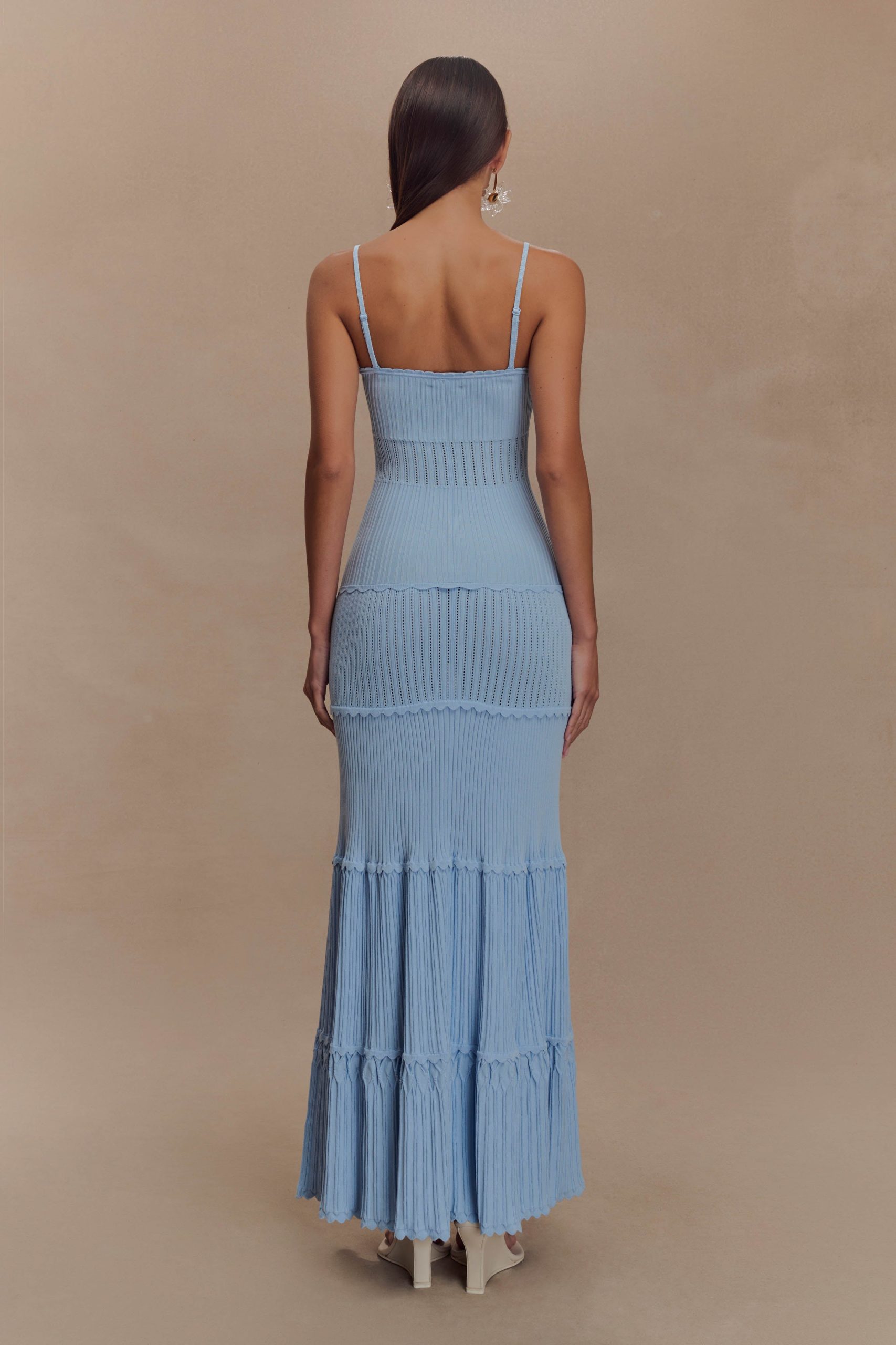 Finley Pointelle Knit Maxi Dress - Cornflower Blue - Image 4