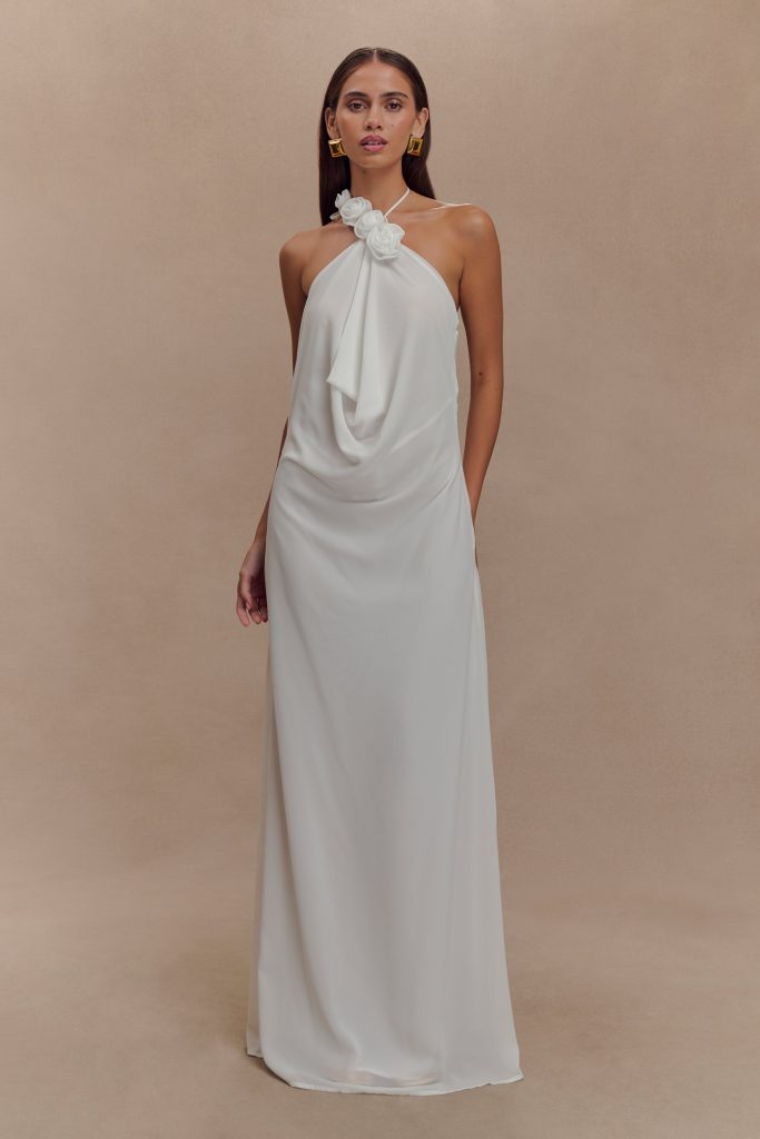 Rosalia Cowl Neck Maxi Dress - White
