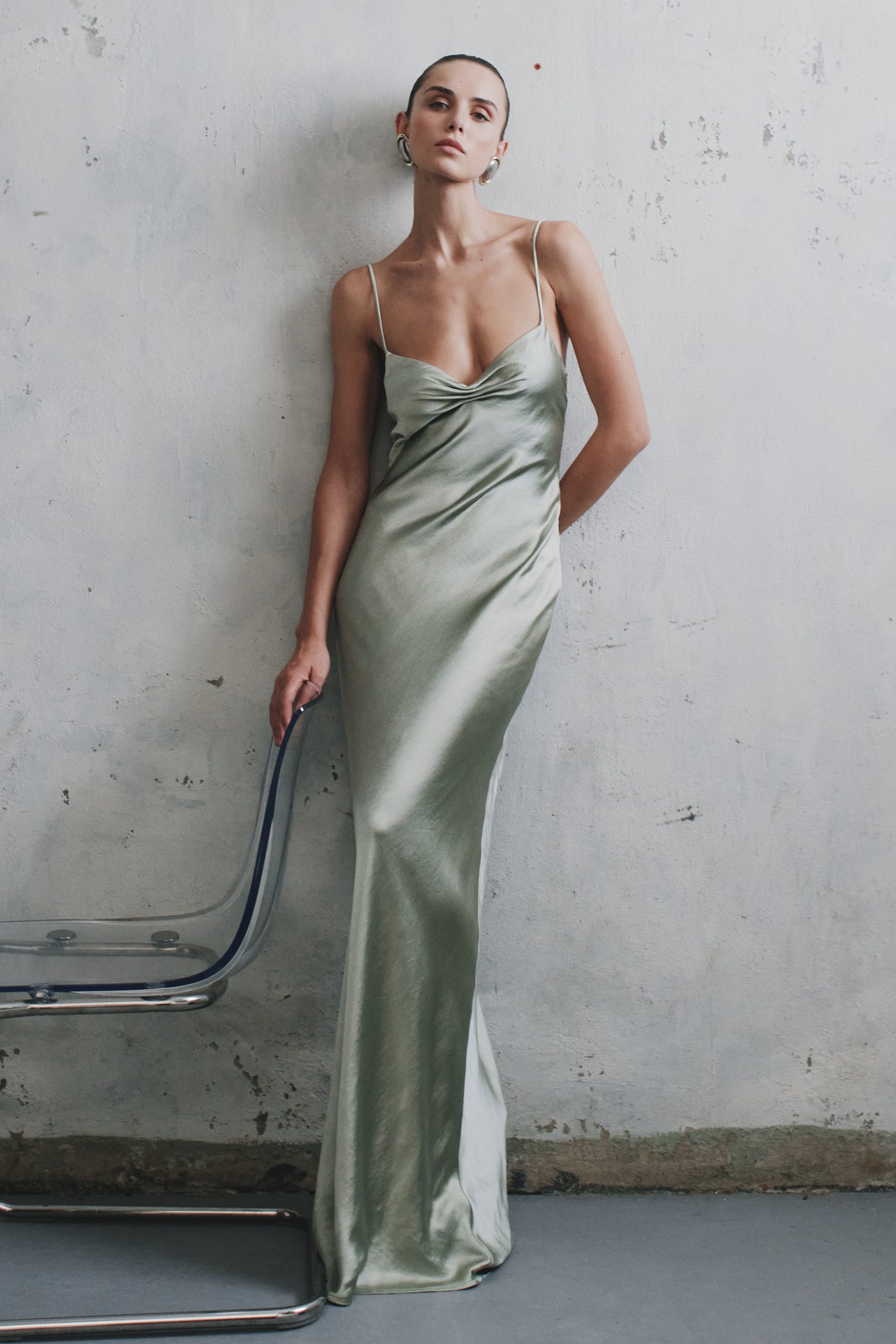 Lilly Sweetheart Satin Maxi Dress - Sage - Image 4