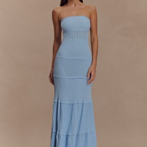 Finley Pointelle Knit Maxi Dress - Cornflower Blue