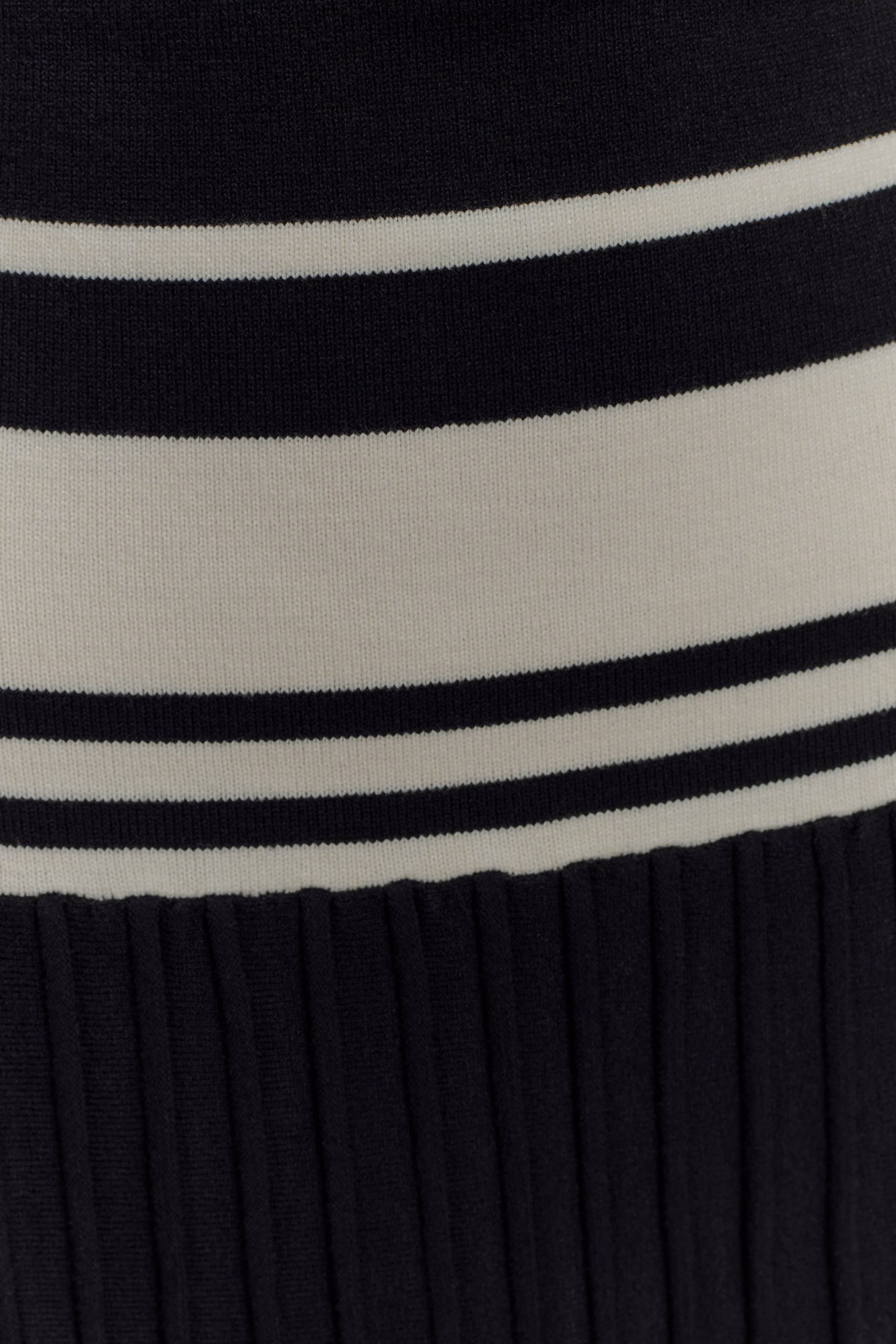 Solaris Strapless Contrast Knit Maxi Dress - Black/White - Image 6