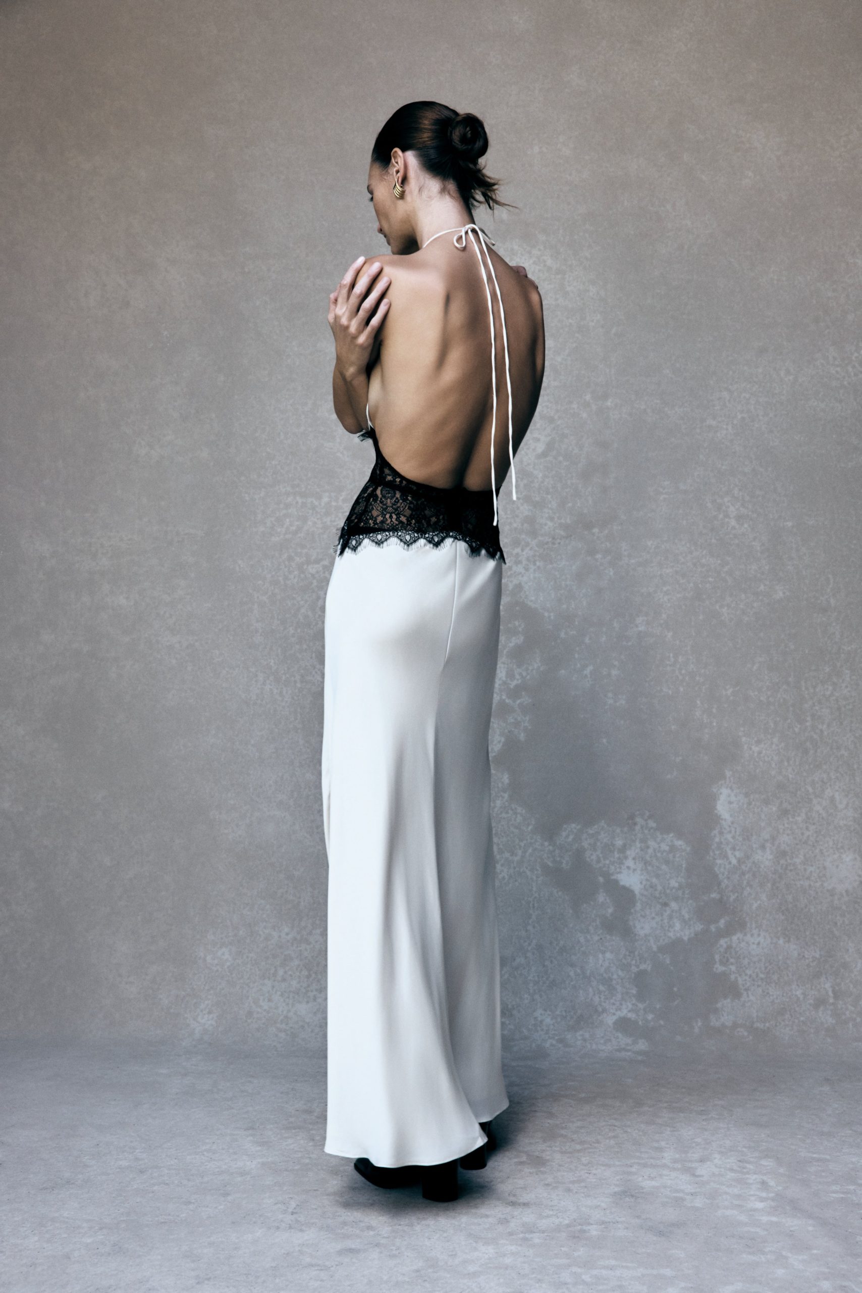 Dinah Lace And Satin Maxi Dress - Black/Ivory - Image 2