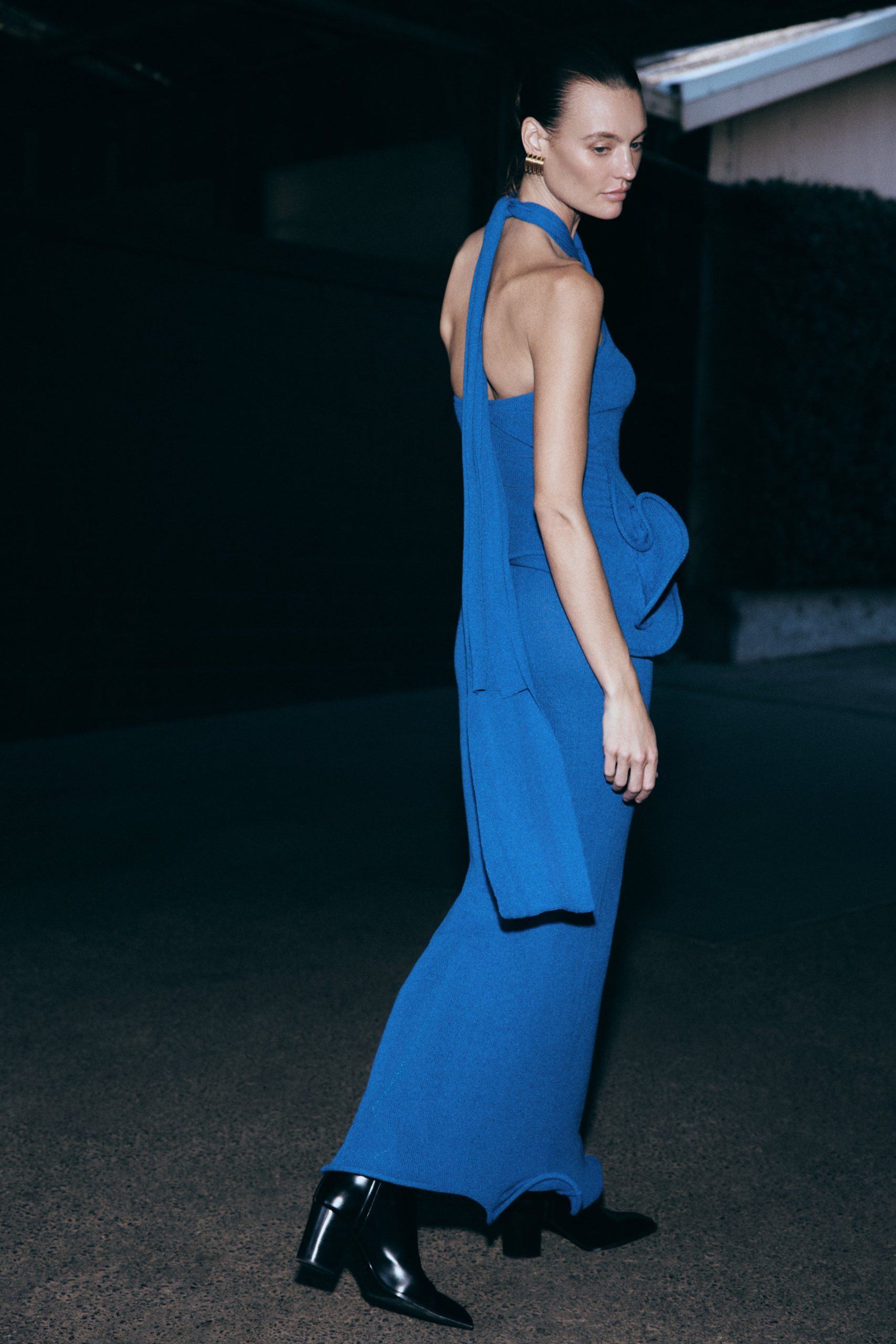 Caprice Halter Knit Maxi Dress - Cobalt - Image 8