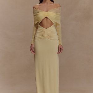 Rafaella Slinky And Mesh Maxi Dress - Lemon