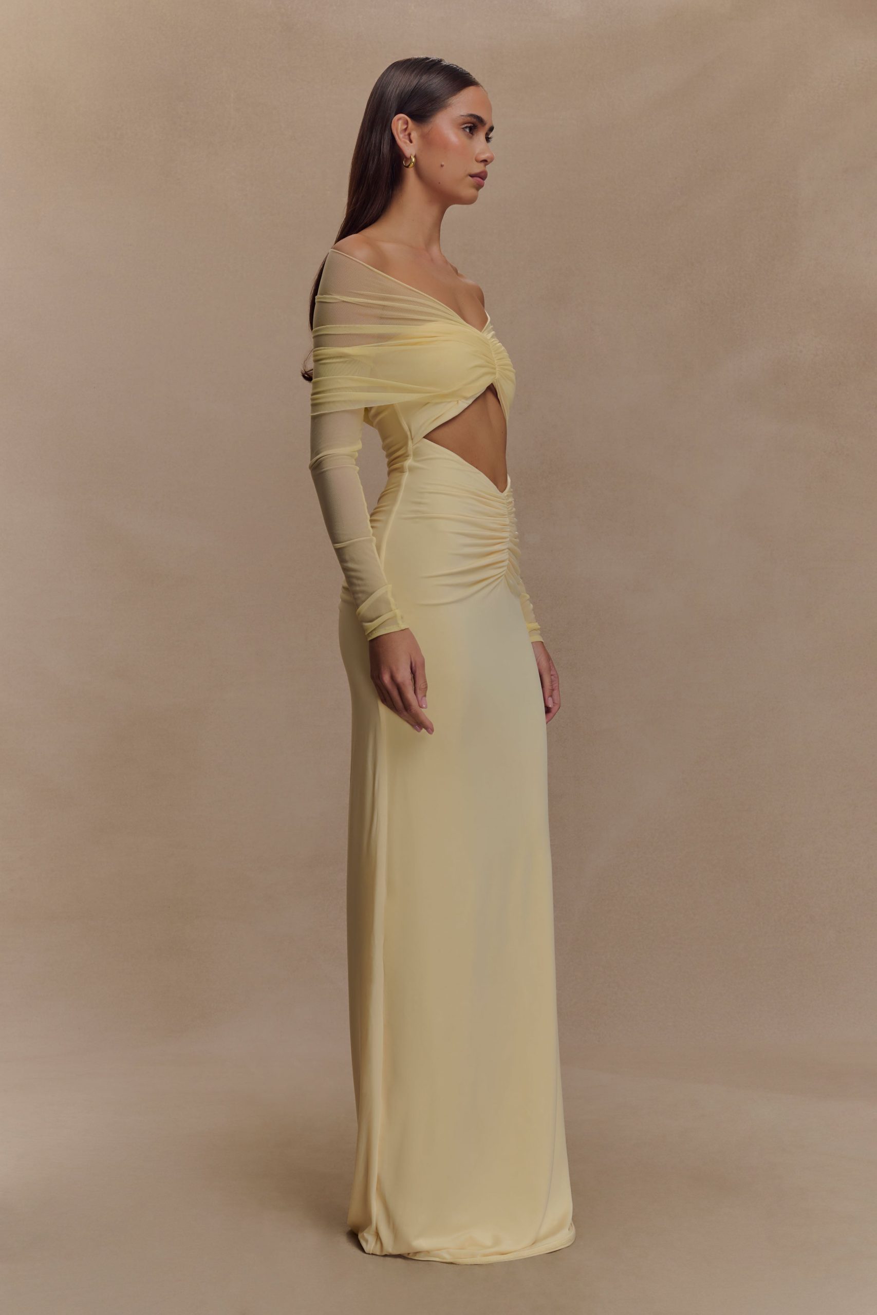 Rafaella Slinky And Mesh Maxi Dress - Lemon - Image 4