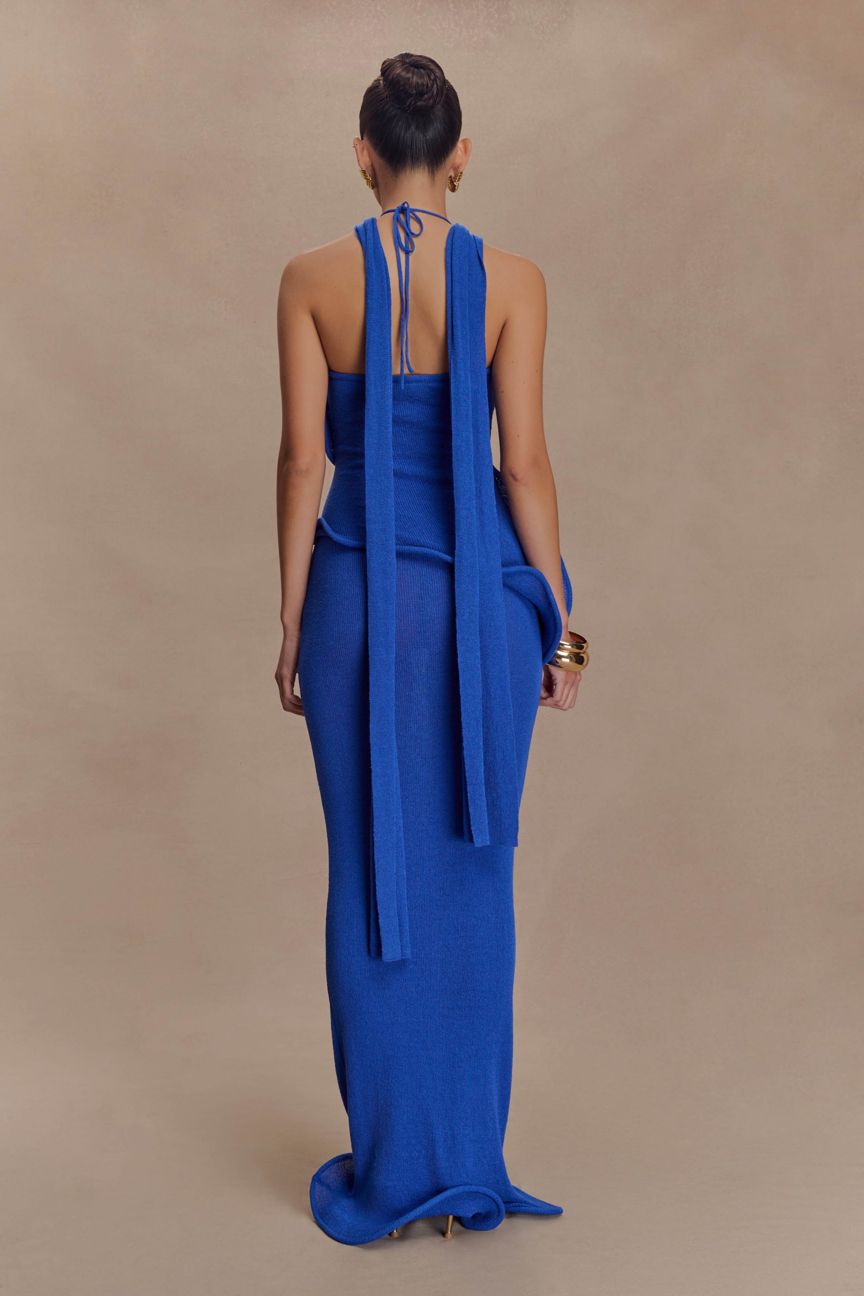 Caprice Halter Knit Maxi Dress - Cobalt - Image 2