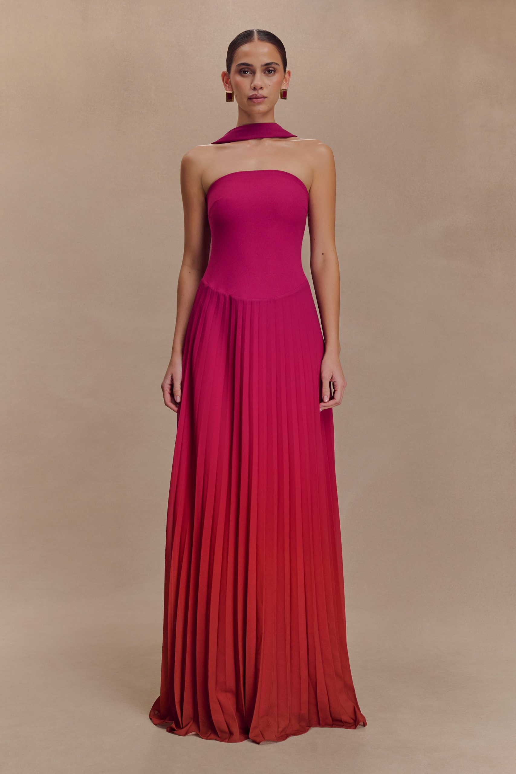 Caira Chiffon Scarf Maxi Dress - Ombre Dark Pink - Image 2