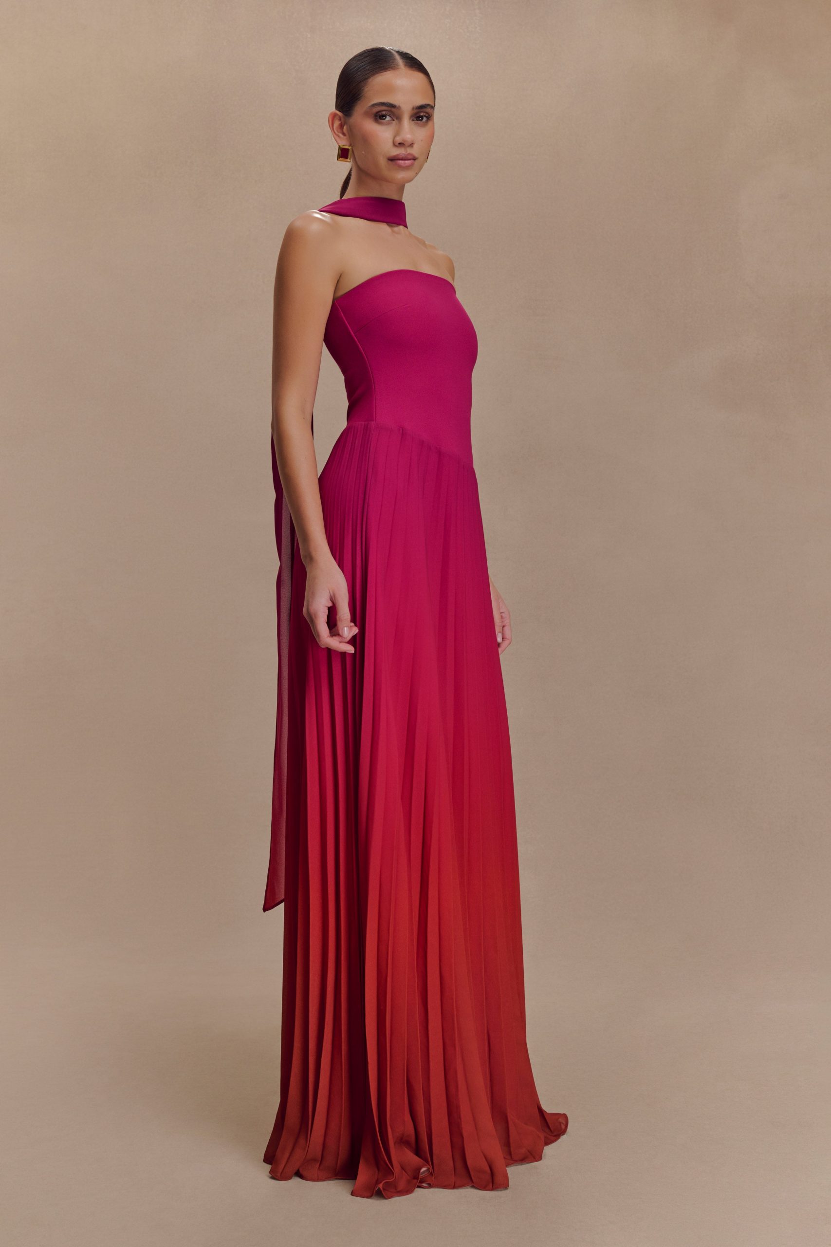 Caira Chiffon Scarf Maxi Dress - Ombre Dark Pink - Image 5