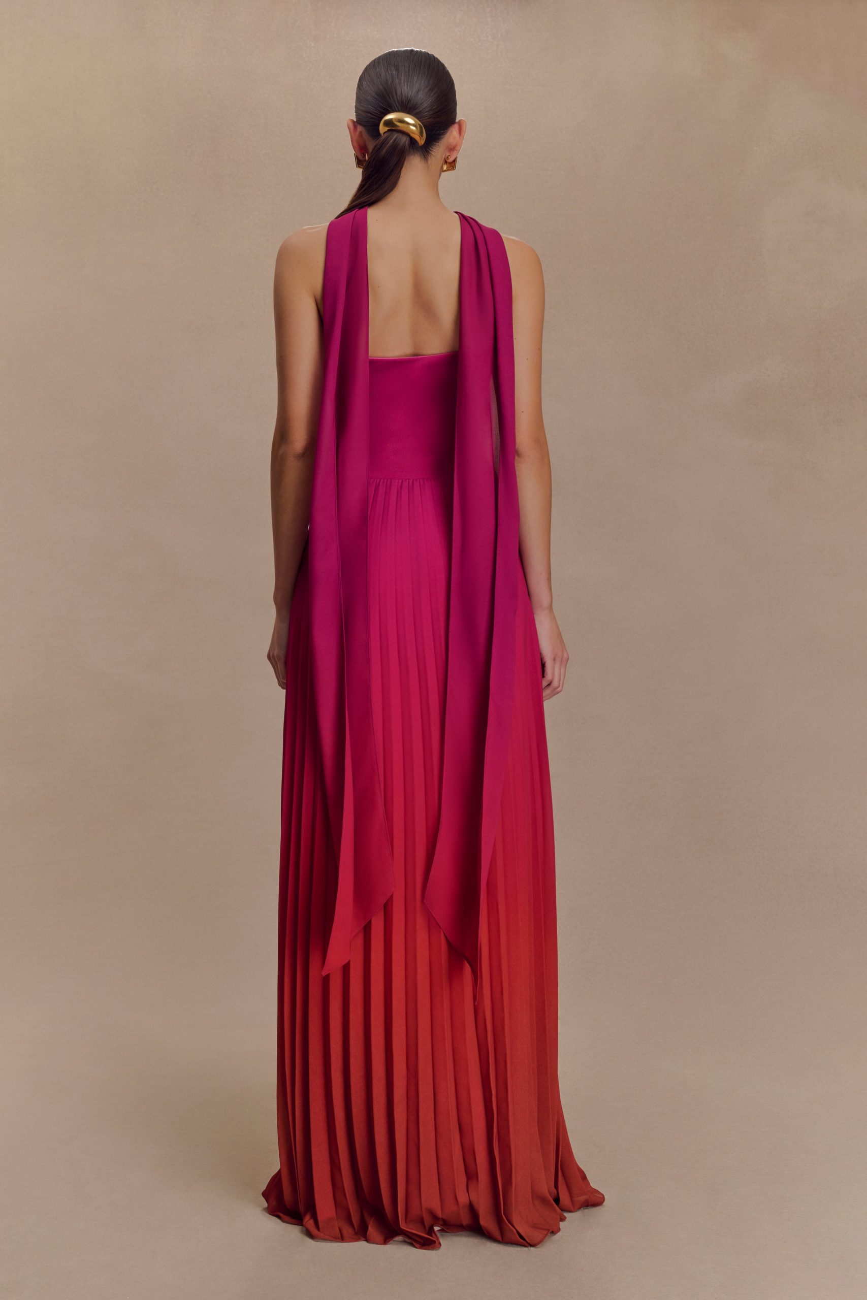 Caira Chiffon Scarf Maxi Dress - Ombre Dark Pink - Image 3