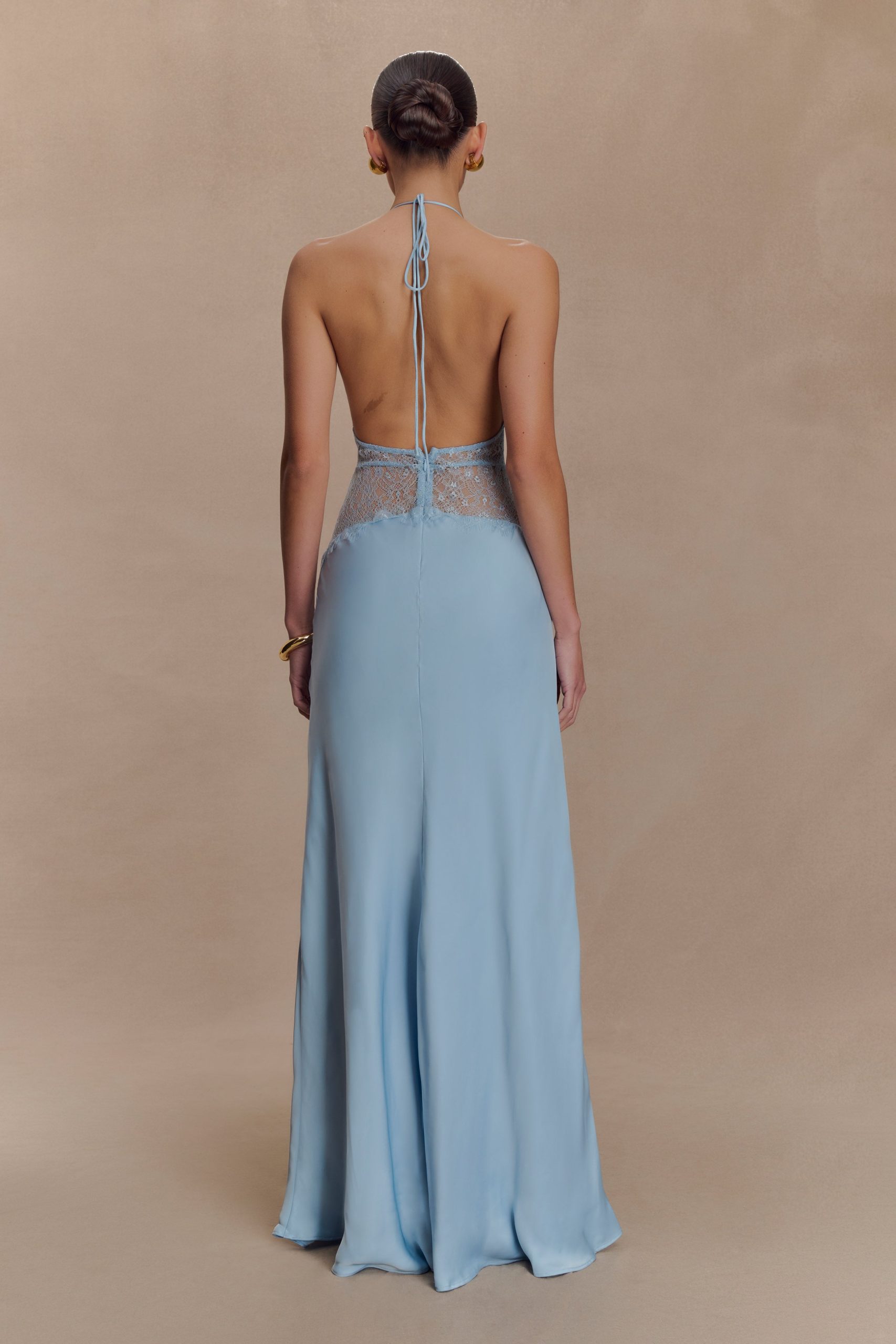 Dinah Lace And Satin Maxi Dress - Cornflower Blue - Image 2