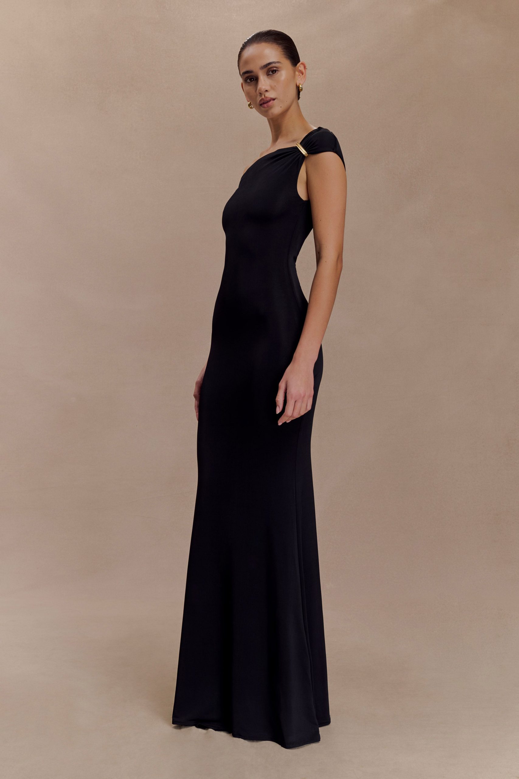 Kinsley Slinky Maxi Dress With Hardware - Black - Image 4