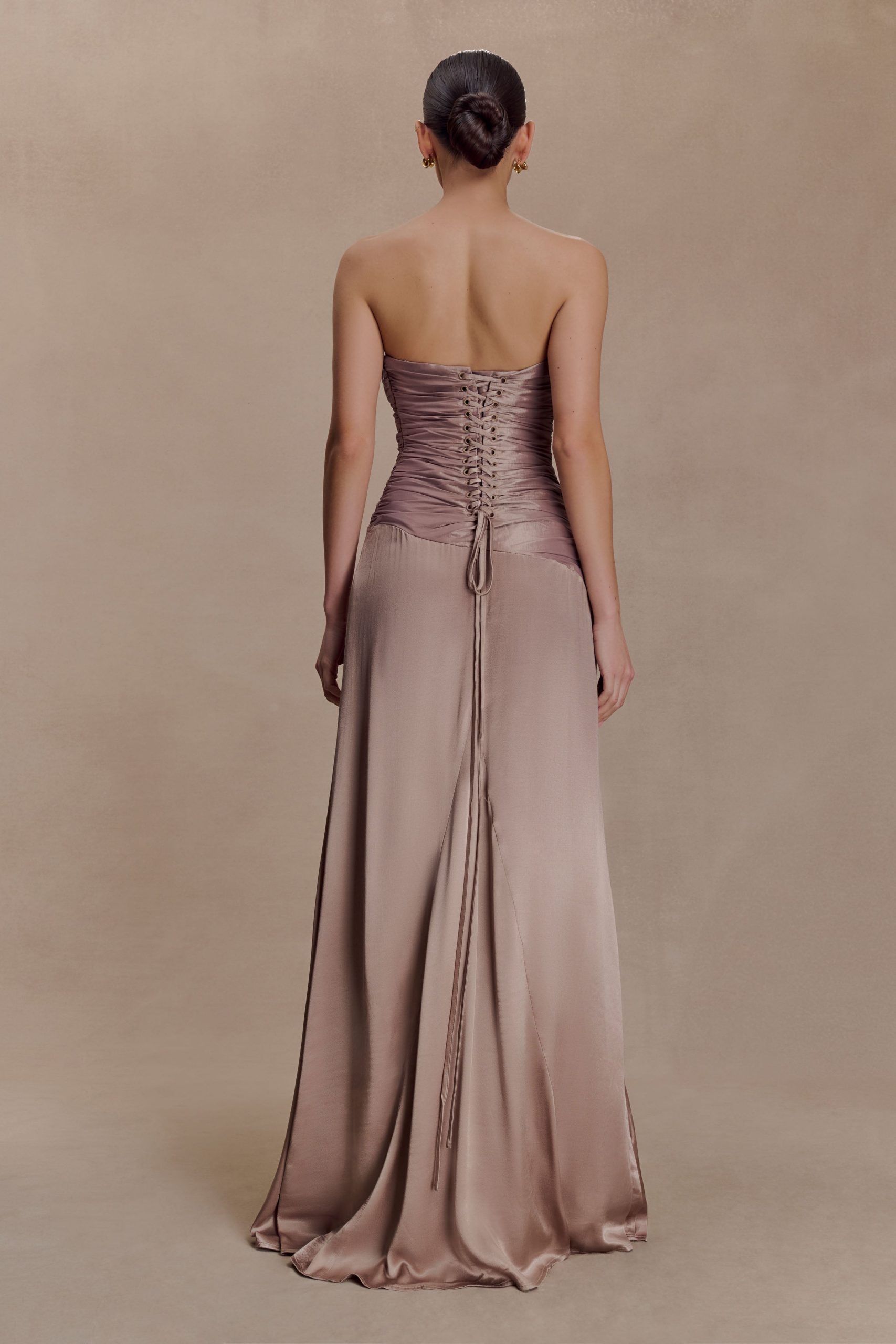 Serena Strapless Taffeta Maxi Dress - Bronze Taupe - Image 7