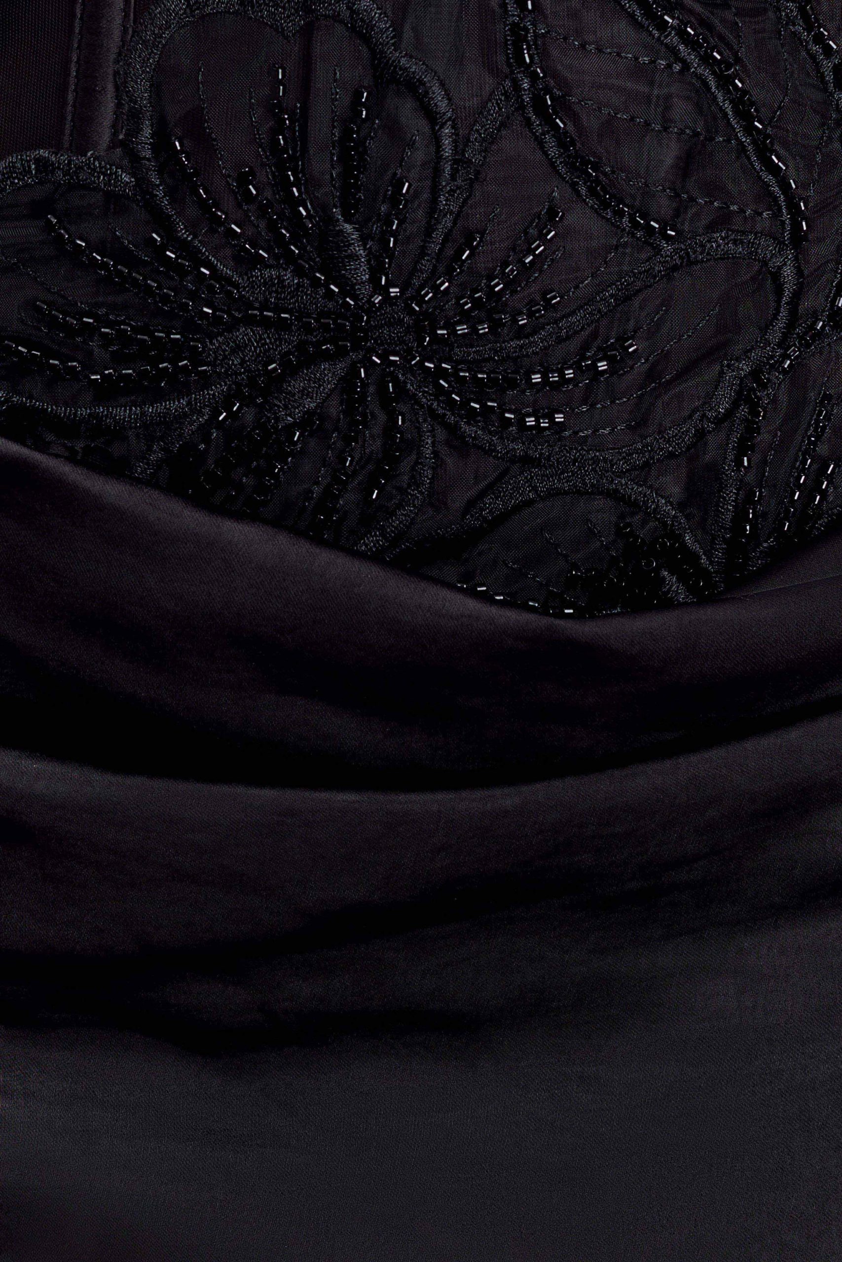 Asha Floral Mesh And Satin Maxi Dress - Black - Image 6