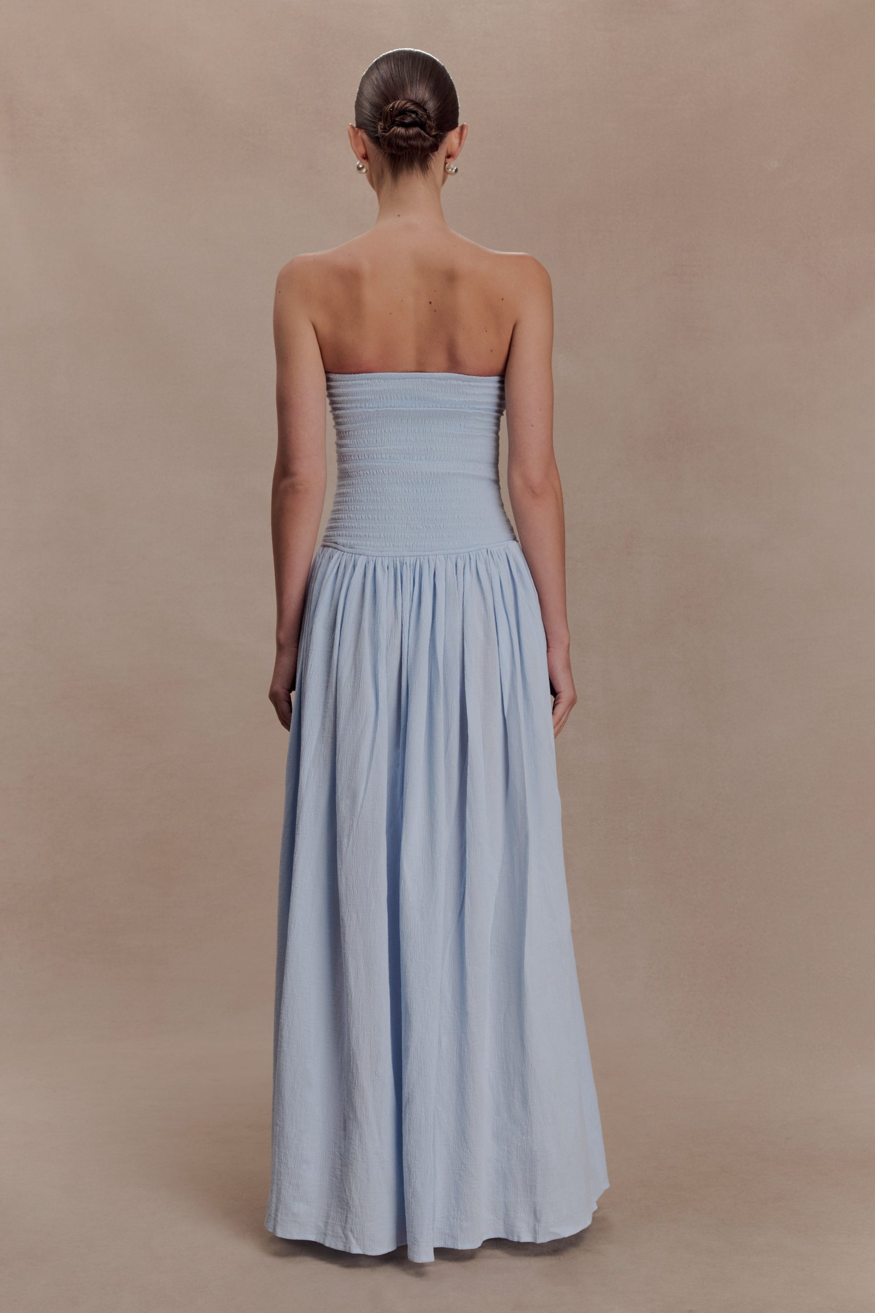 Maureen Cotton Shirring Maxi Dress - Powder Blue - Image 2