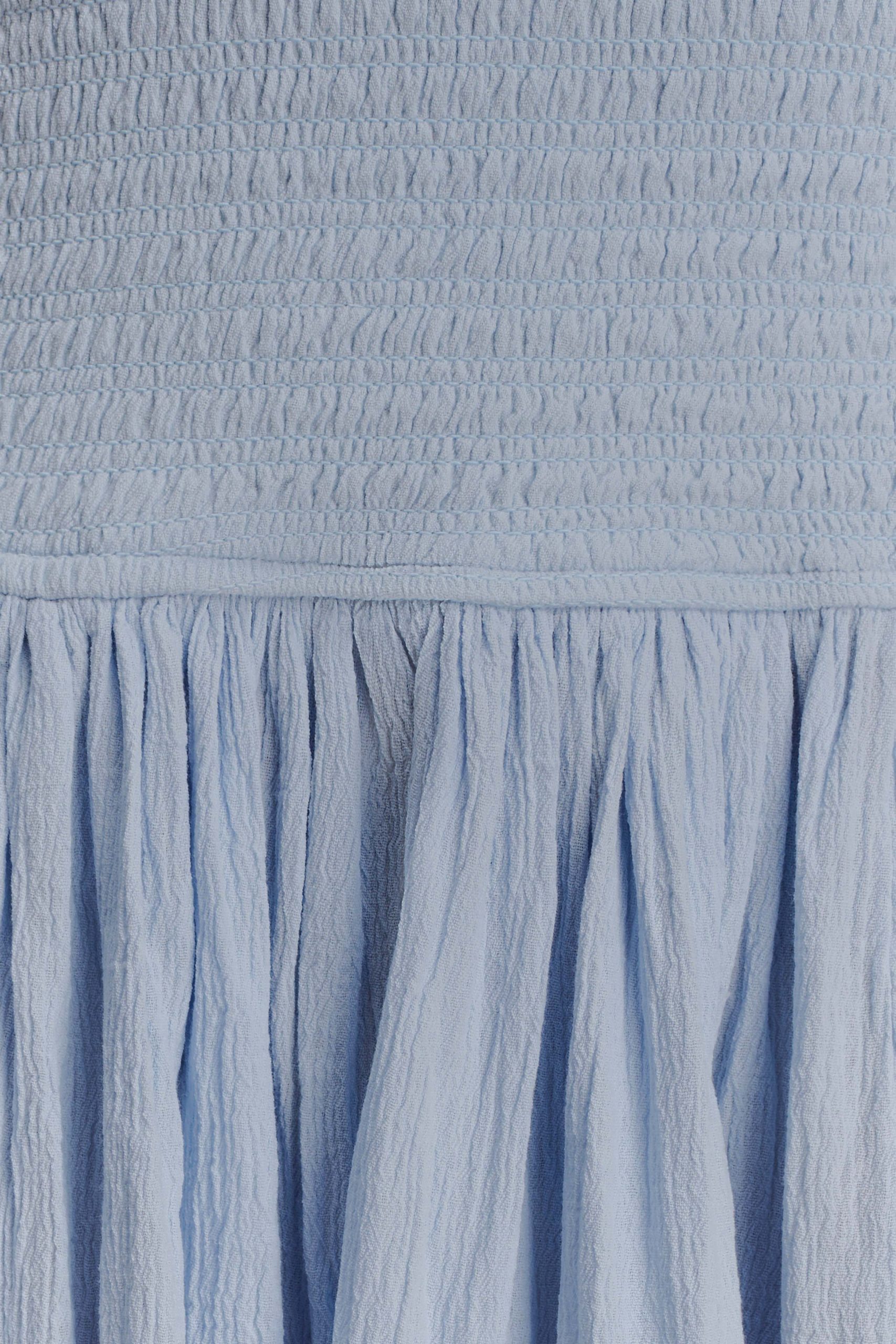 Maureen Cotton Shirring Maxi Dress - Powder Blue - Image 9