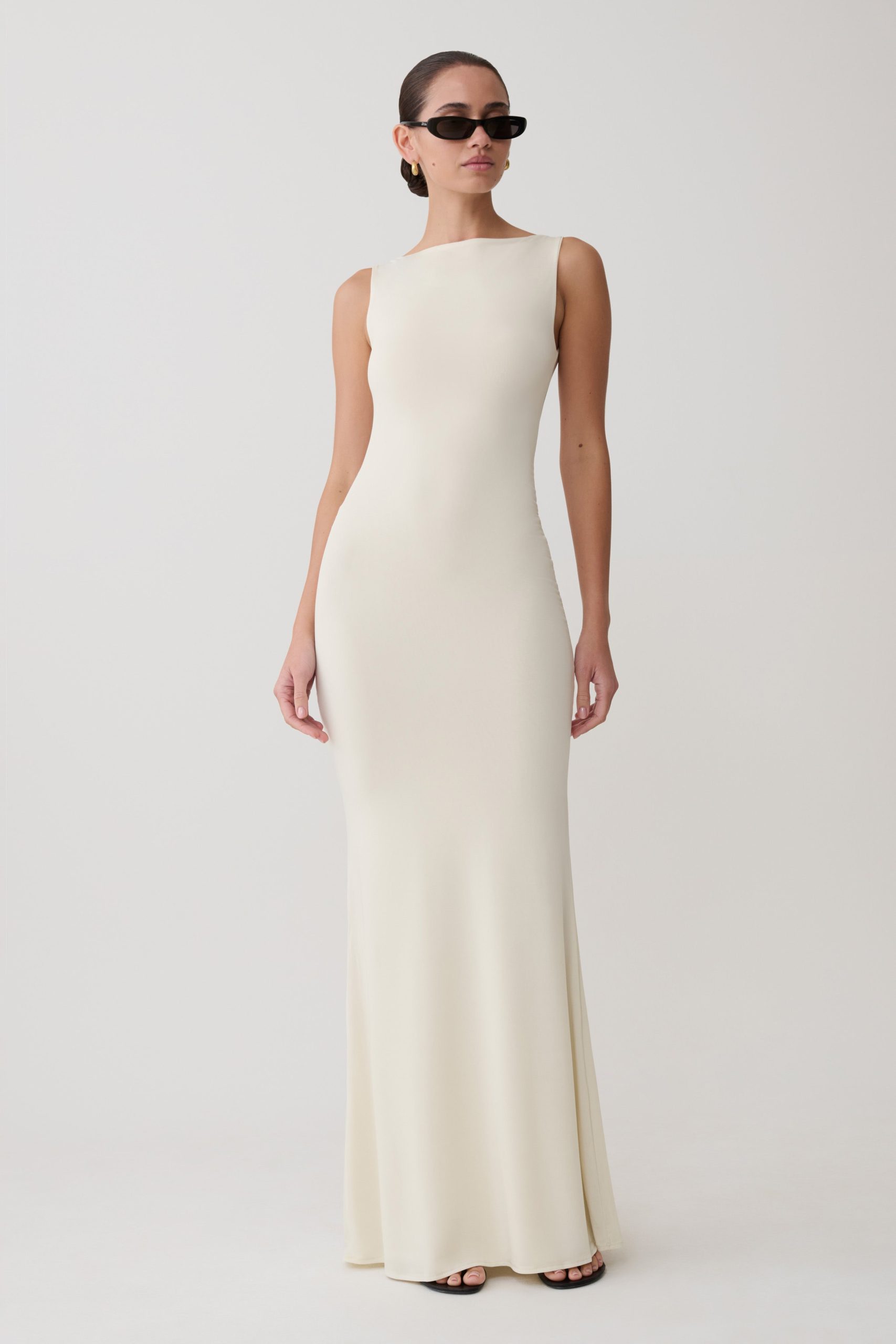Tarna Sleeveless Slinky Maxi Dress - Bone - Image 4