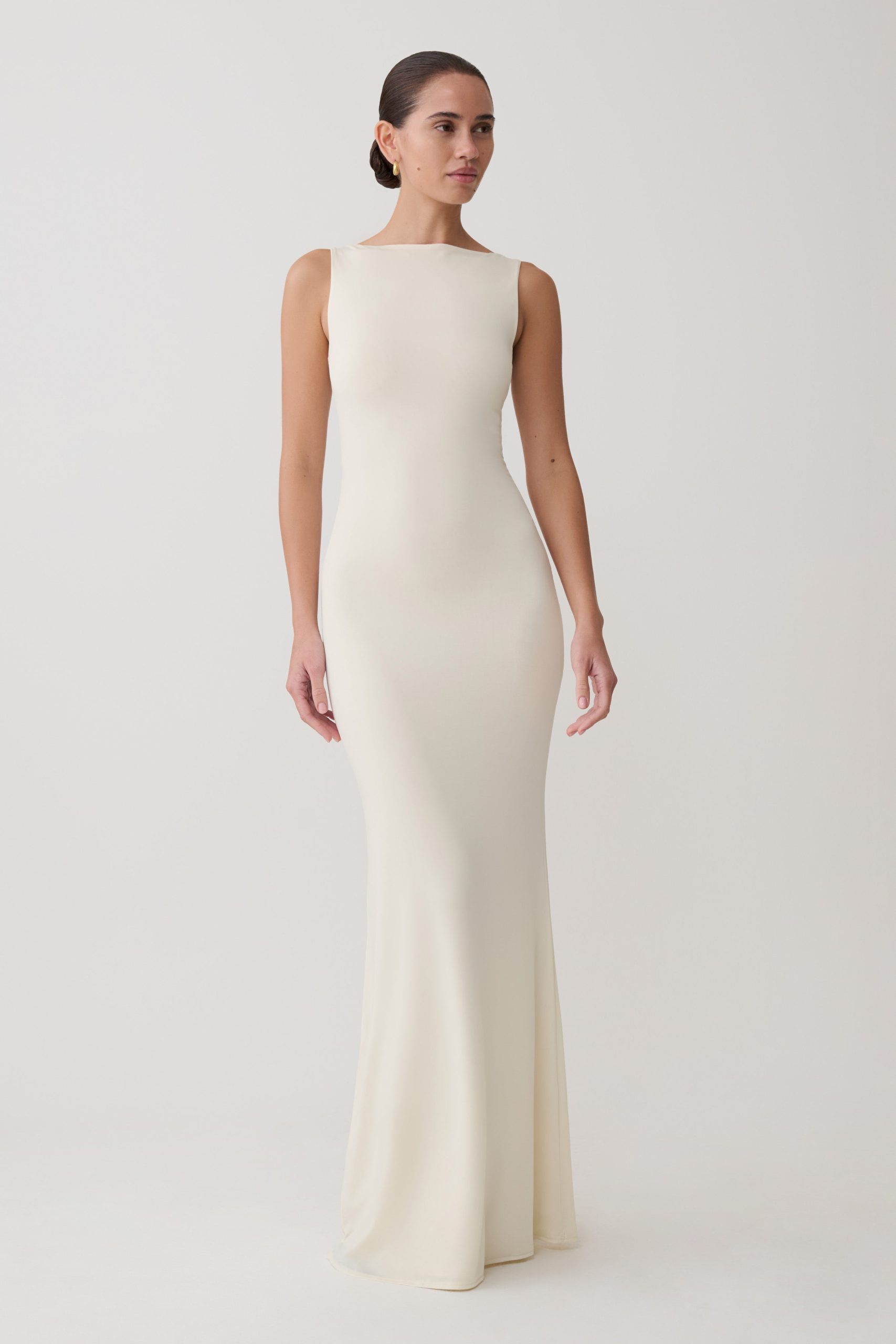 Tarna Sleeveless Slinky Maxi Dress - Bone - Image 5
